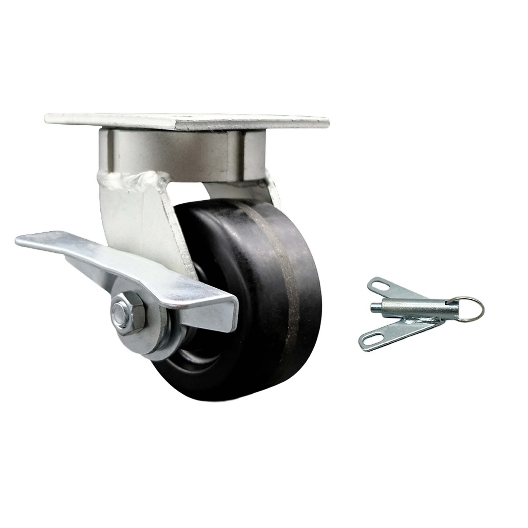 Service Caster, 4Inch x 2Inch Plate Caster, Wheel Diameter 4 in, Caster Type Swivel, Package (qty.) 1, Model SCC-KP30S420-PHR-SLB-BSL