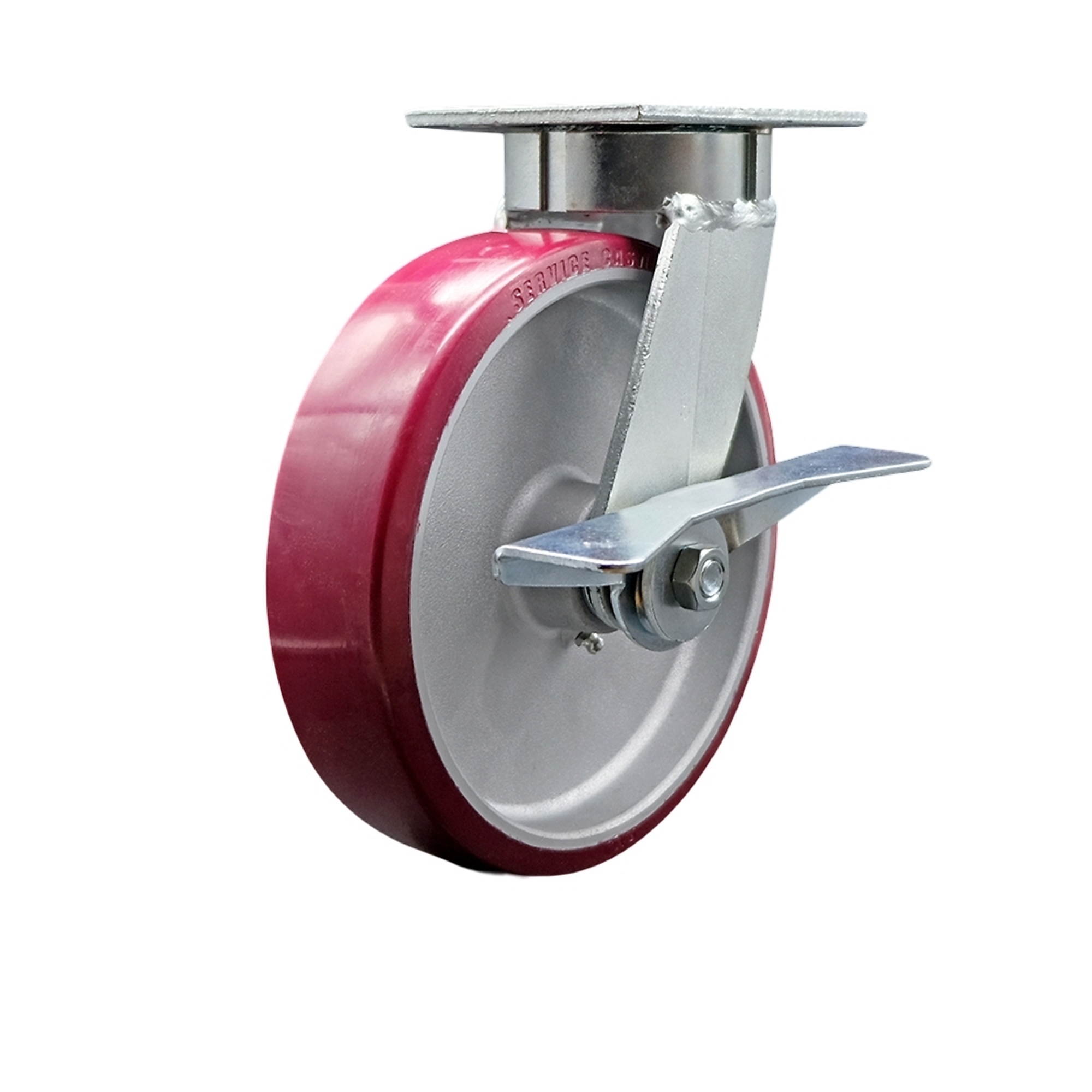 Service Caster, 8Inch x 2Inch Plate Caster, Wheel Diameter 8 in, Caster Type Swivel, Package (qty.) 1, Model SCC-KP30S820-PAR-SLB