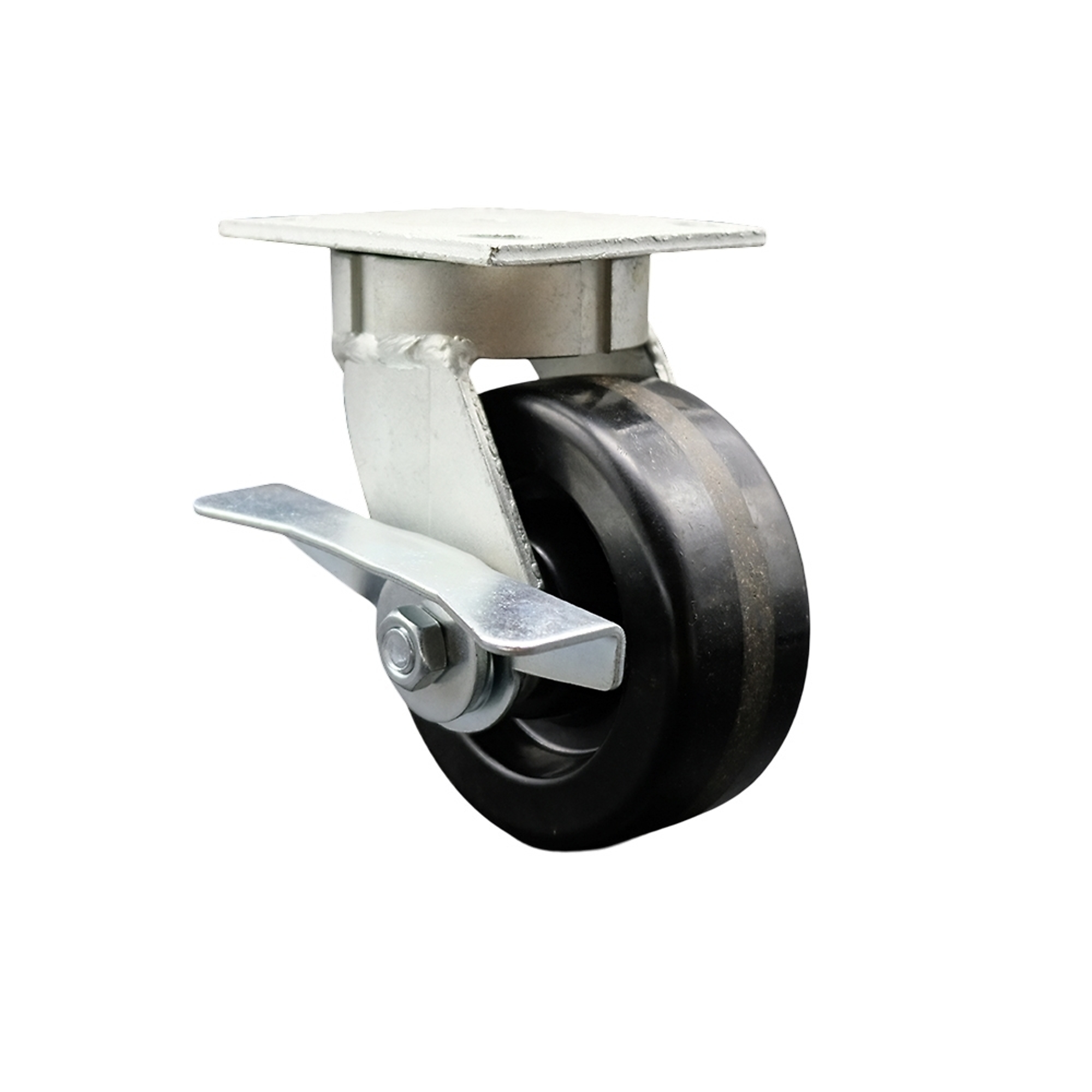 Service Caster, 5Inch x 2Inch Plate Caster, Wheel Diameter 5 in, Caster Type Swivel, Package (qty.) 1, Model SCC-KP30S520-PHR-SLB