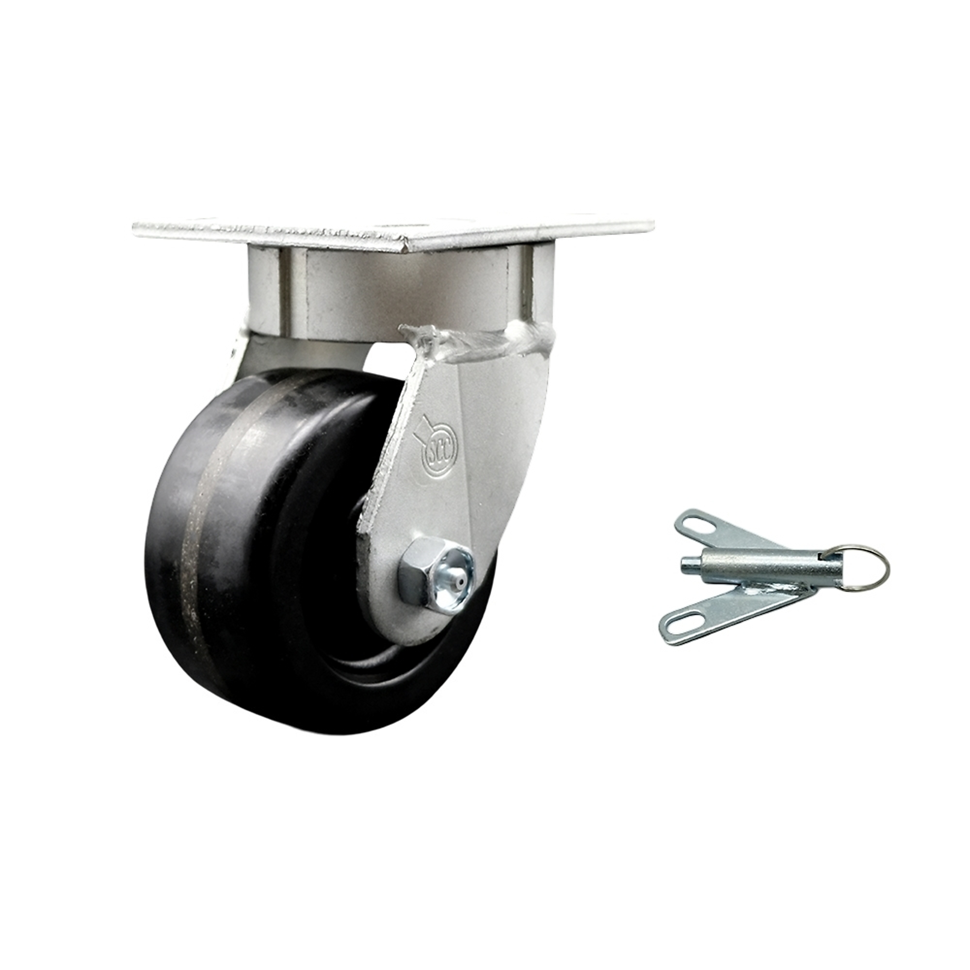 Service Caster, 4Inch x 2Inch Plate Caster, Wheel Diameter 4 in, Caster Type Swivel, Package (qty.) 1, Model SCC-KP30S420-PHR-BSL