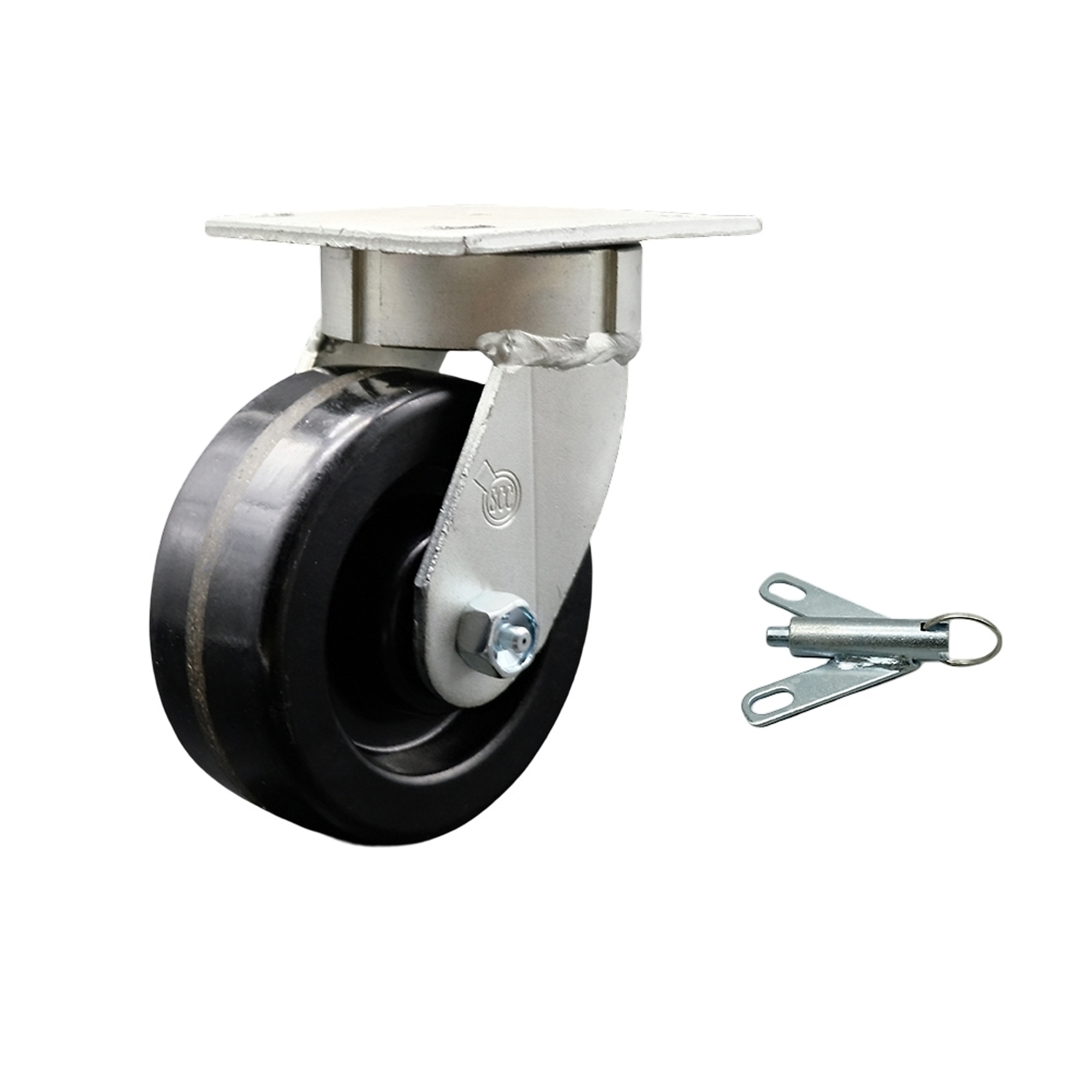 Service Caster, 5Inch x 2Inch Plate Caster, Wheel Diameter 5 in, Caster Type Swivel, Package (qty.) 1, Model SCC-KP30S520-PHR-BSL