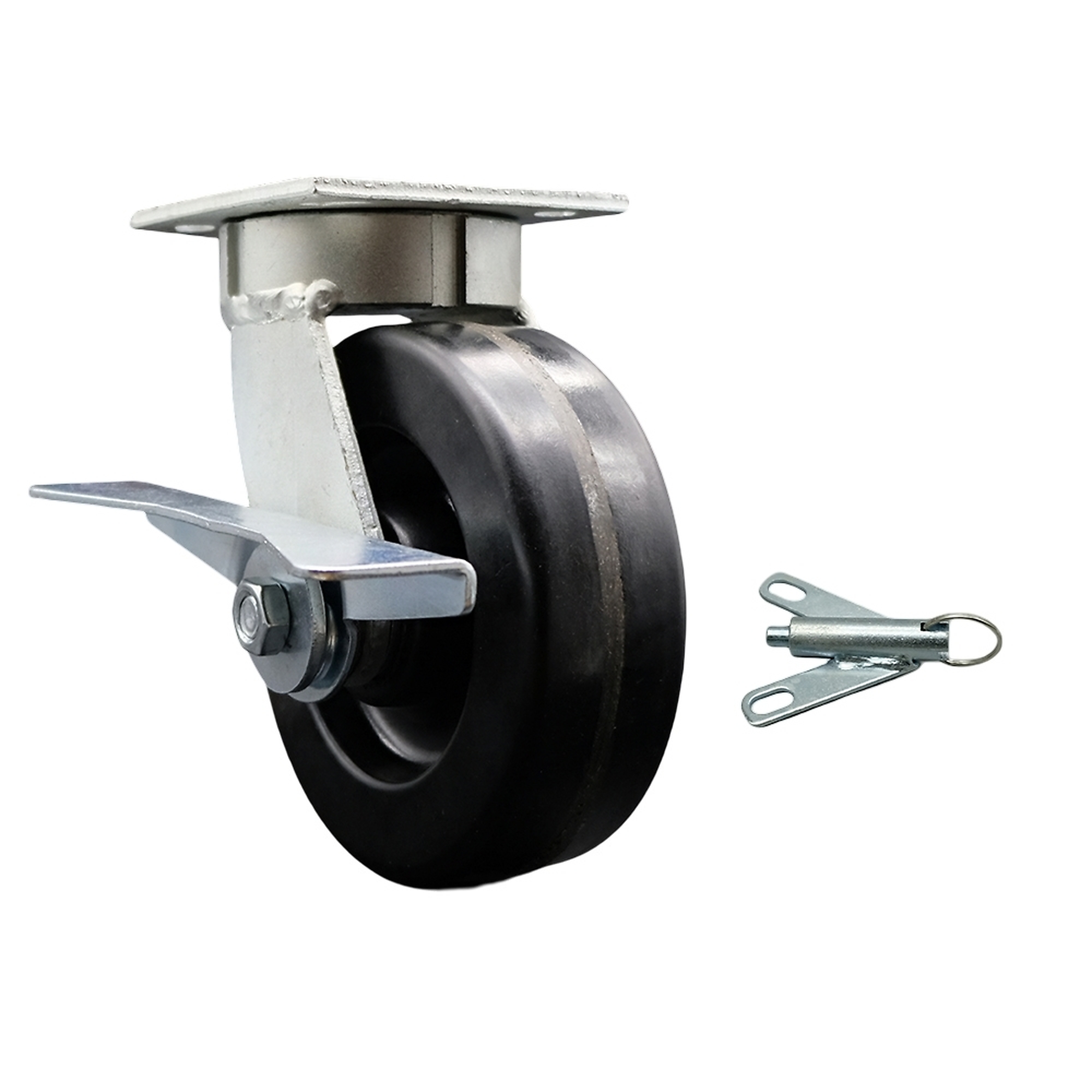 Service Caster, 6Inch x 2Inch Plate Caster, Wheel Diameter 6 in, Caster Type Swivel, Package (qty.) 1, Model SCC-KP30S620-PHR-SLB-BSL