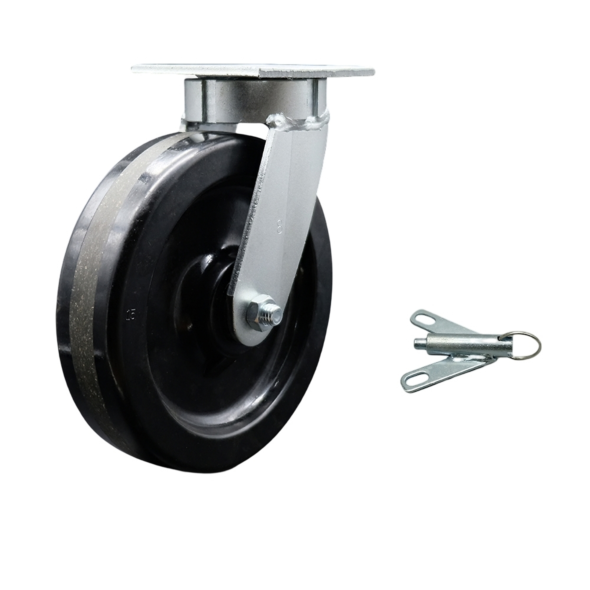 Service Caster, 8Inch x 2Inch Plate Caster, Wheel Diameter 8 in, Caster Type Swivel, Package (qty.) 1, Model SCC-KP30S820-PHR-BSL