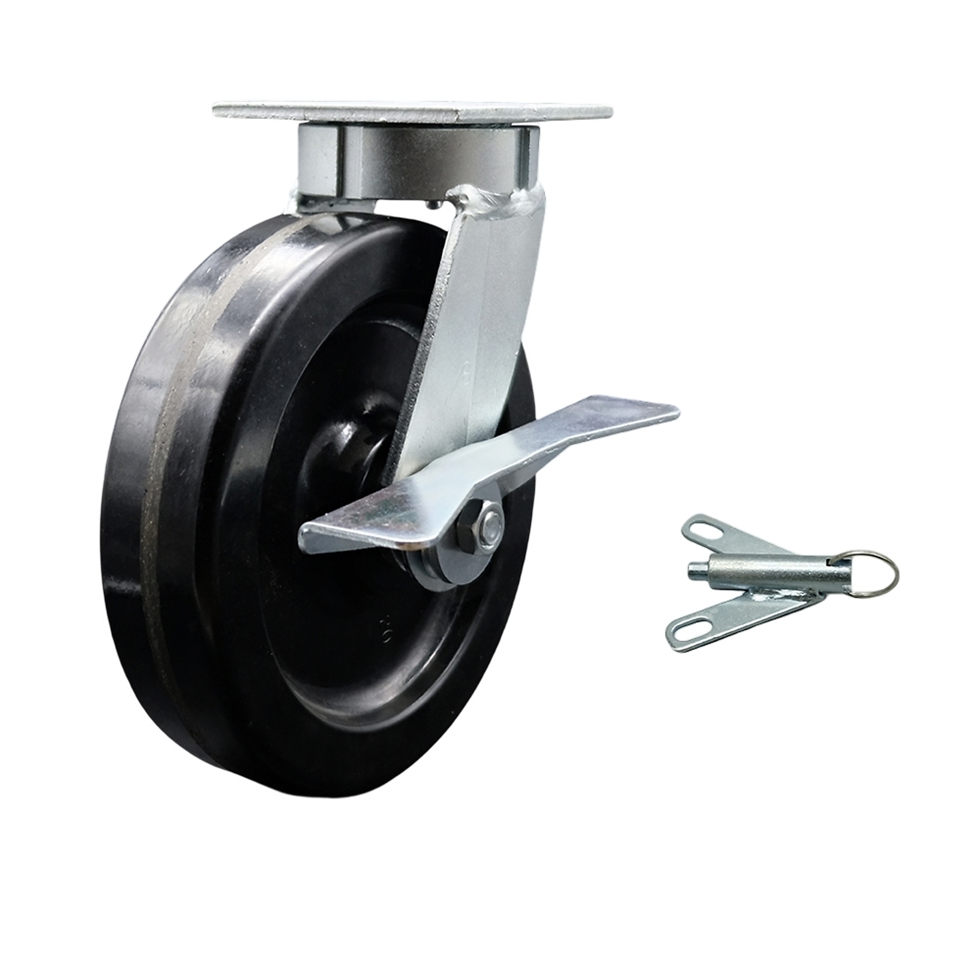 Service Caster, 8Inch x 2Inch Plate Caster, Wheel Diameter 8 in, Caster Type Swivel, Package (qty.) 1, Model SCC-KP30S820-PHR-SLB-BSL