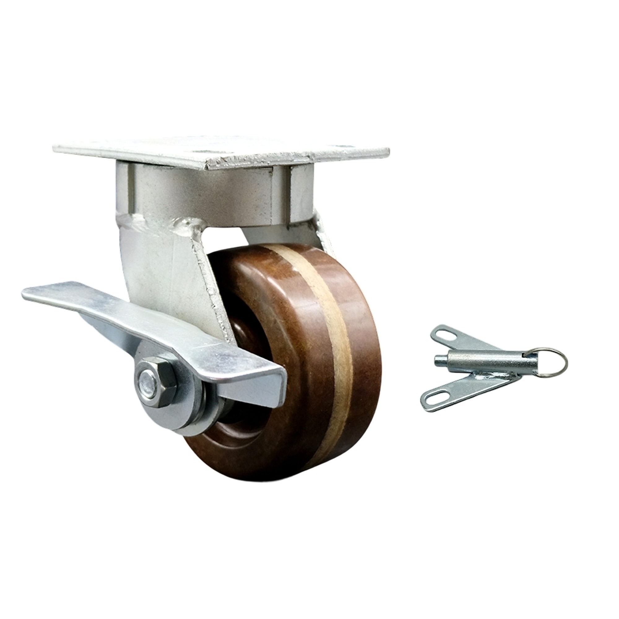 Service Caster, 4Inch x 2Inch Plate Caster, Wheel Diameter 4 in, Caster Type Swivel, Package (qty.) 1, Model SCC-KP30S420-PHRHT-SLB-BSL