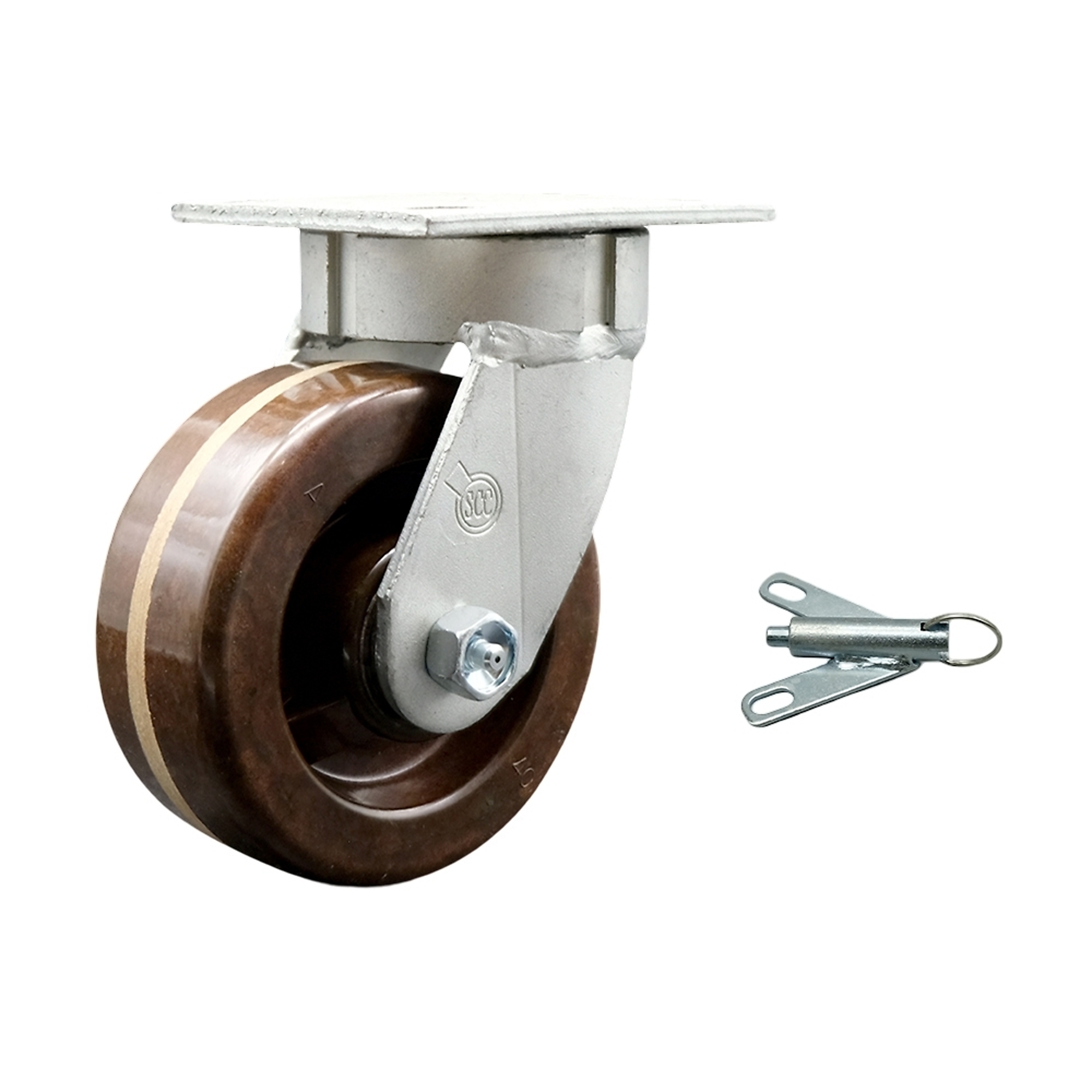 Service Caster, 5Inch x 2Inch Plate Caster, Wheel Diameter 5 in, Caster Type Swivel, Package (qty.) 1, Model SCC-KP30S520-PHRHT-BSL