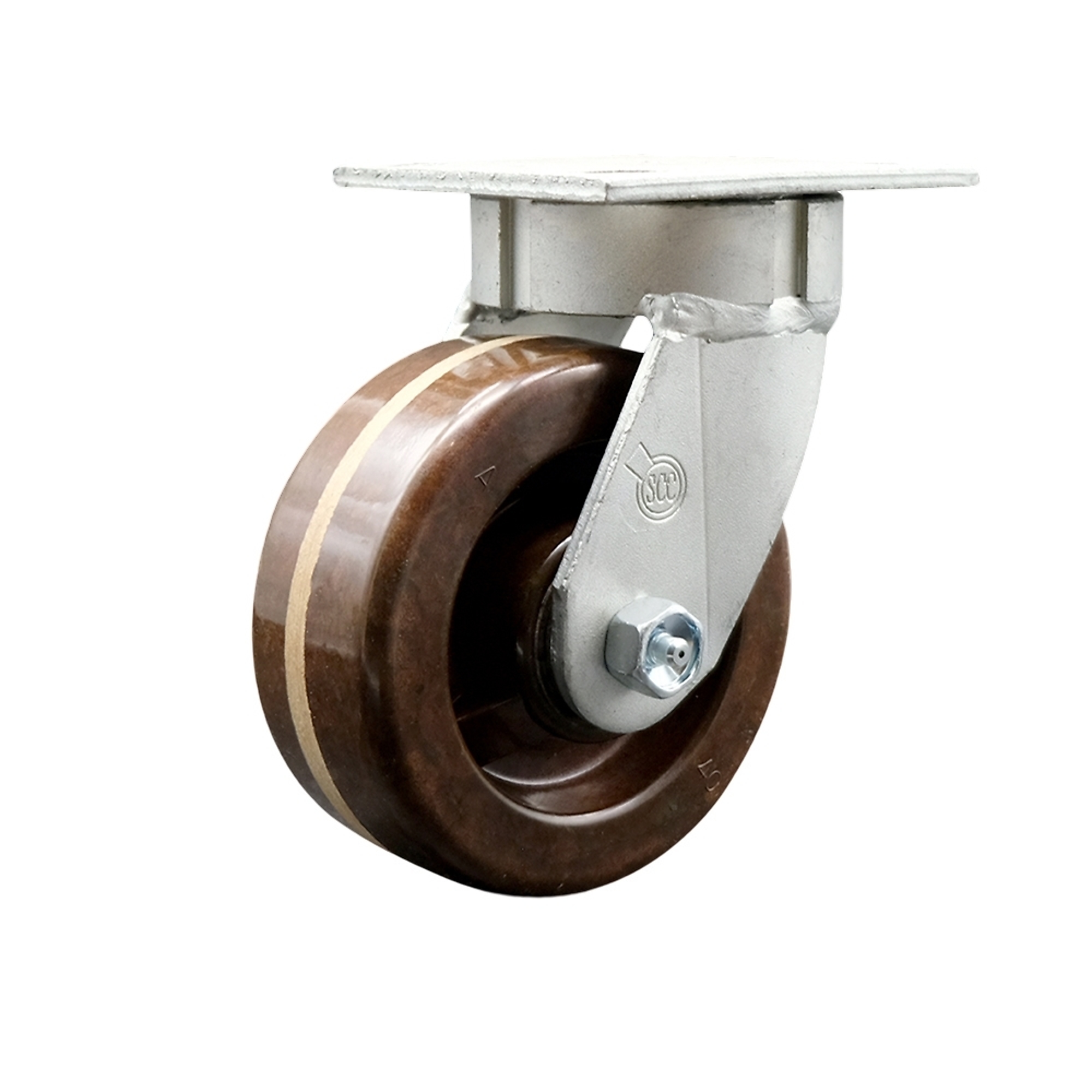 Service Caster, 5Inch x 2Inch Plate Caster, Wheel Diameter 5 in, Caster Type Swivel, Package (qty.) 1, Model SCC-KP30S520-PHRHT