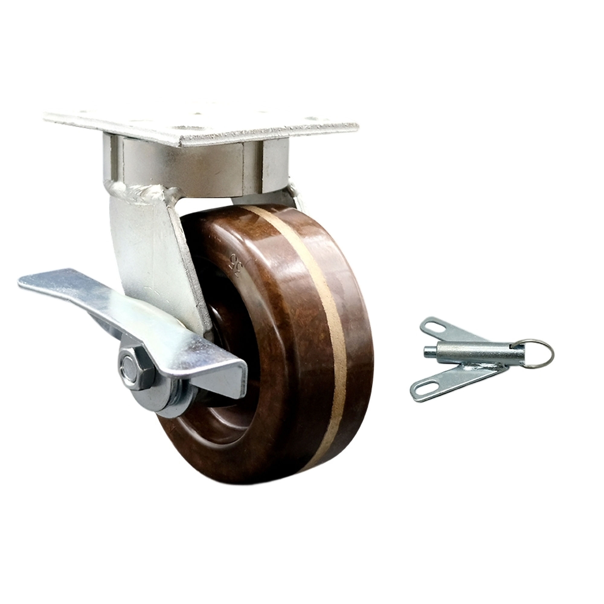 Service Caster, 5Inch x 2Inch Plate Caster, Wheel Diameter 5 in, Caster Type Swivel, Package (qty.) 1, Model SCC-KP30S520-PHRHT-SLB-BSL