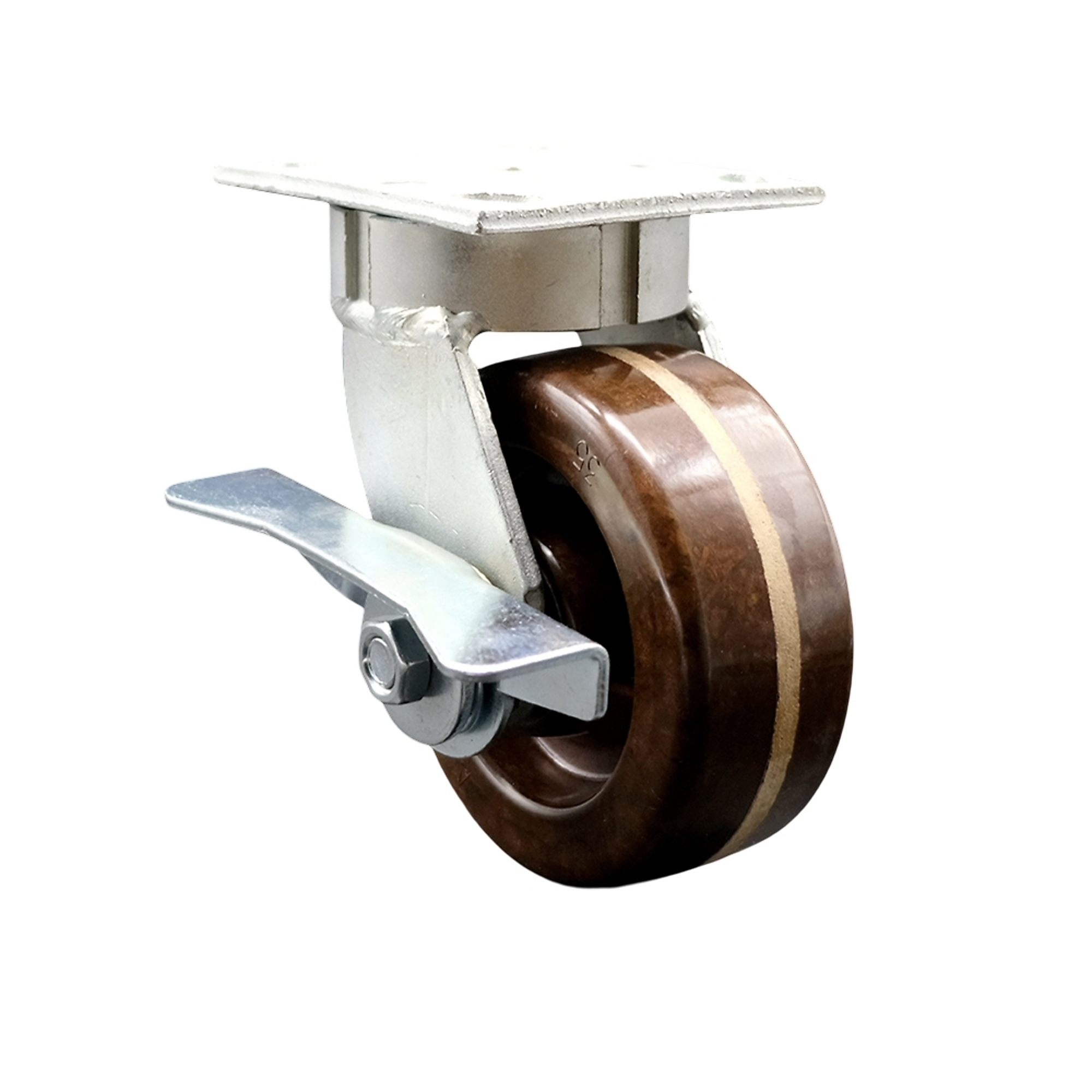 Service Caster, 5Inch x 2Inch Plate Caster, Wheel Diameter 5 in, Caster Type Swivel, Package (qty.) 1, Model SCC-KP30S520-PHRHT-SLB