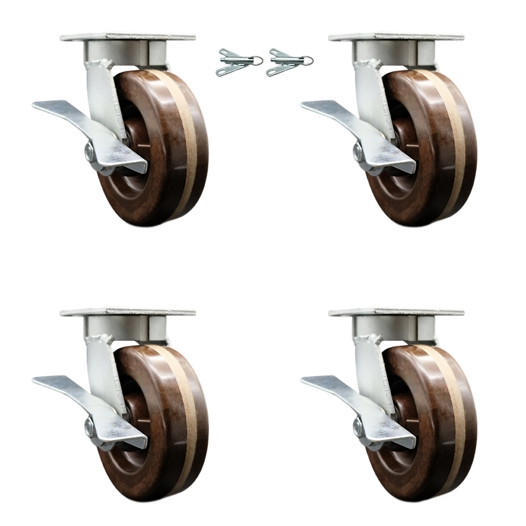 Service Caster, 6Inch x 2Inch Plate Casters, Wheel Diameter 6 in, Caster Type Swivel, Package (qty.) 4, Model SCC-KP30S620-PHRHT-SLB-BSL-2-SLB-2