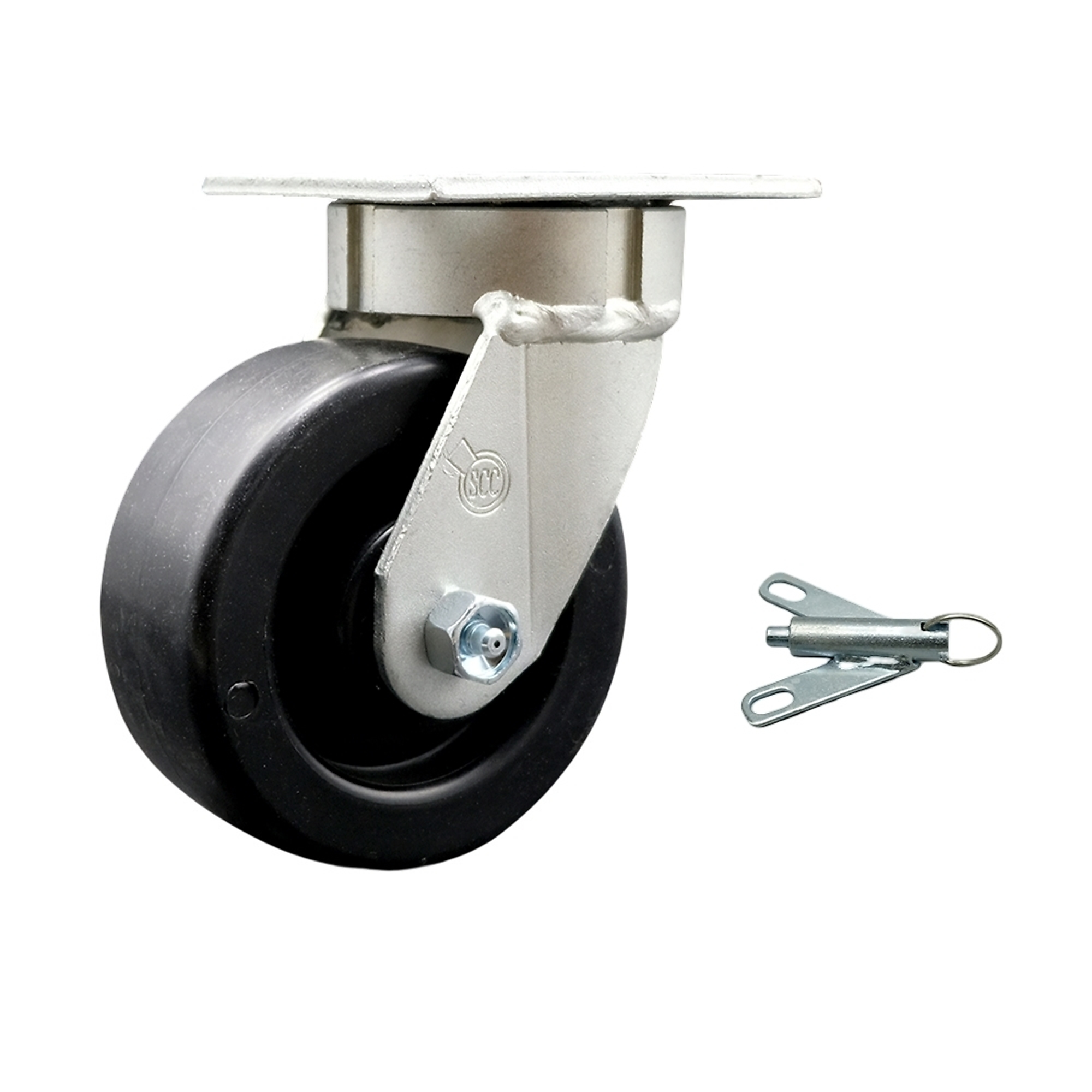 Service Caster, 5Inch x 2Inch Plate Caster, Wheel Diameter 5 in, Caster Type Swivel, Package (qty.) 1, Model SCC-KP30S520-POR-BSL