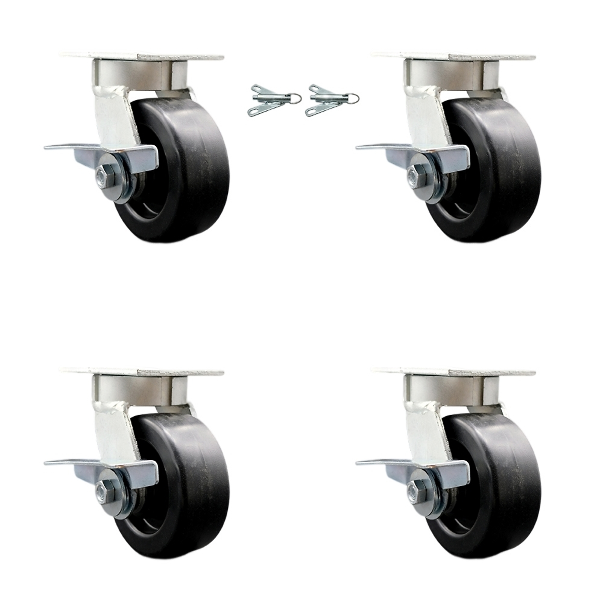 Service Caster, 5Inch x 2Inch Plate Casters, Wheel Diameter 5 in, Caster Type Swivel, Package (qty.) 4, Model SCC-KP30S520-POR-SLB-BSL-2-SLB-2