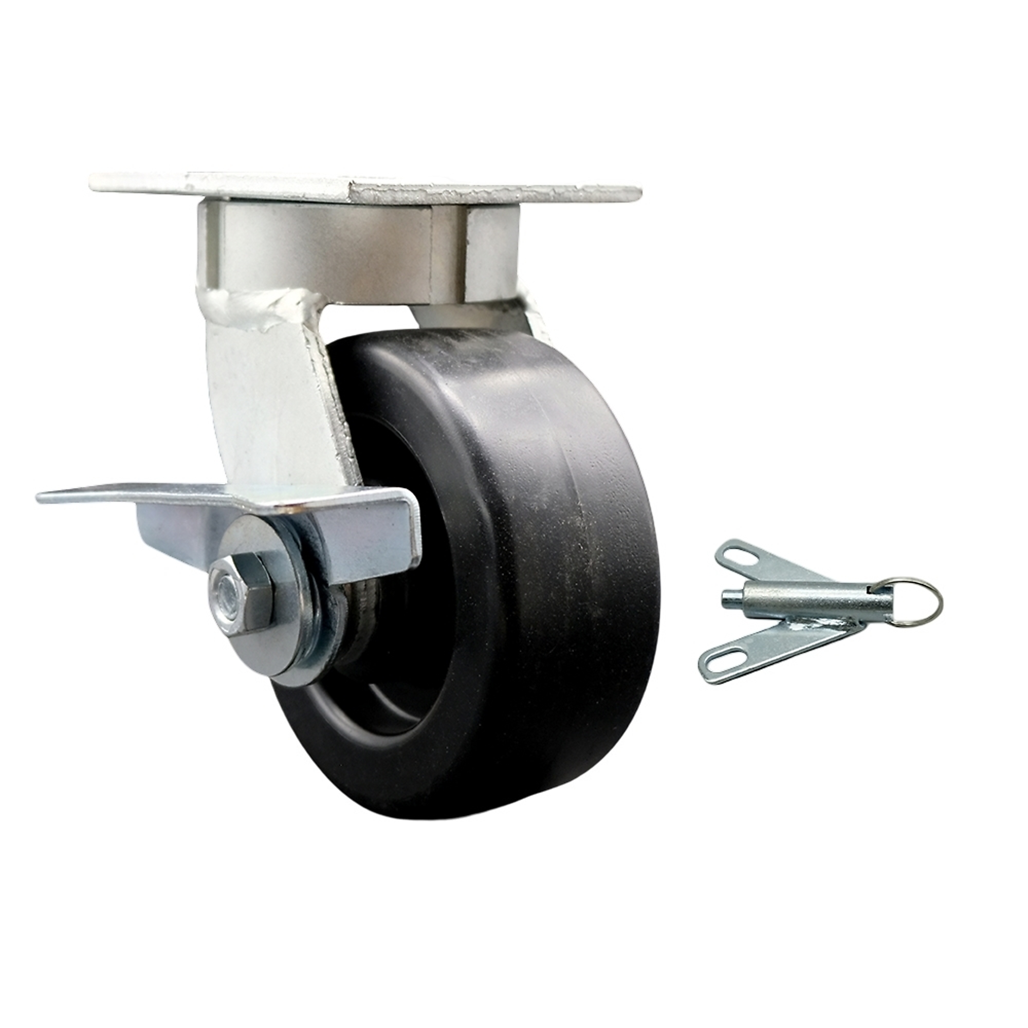 Service Caster, 5Inch x 2Inch Plate Caster, Wheel Diameter 5 in, Caster Type Swivel, Package (qty.) 1, Model SCC-KP30S520-POR-SLB-BSL