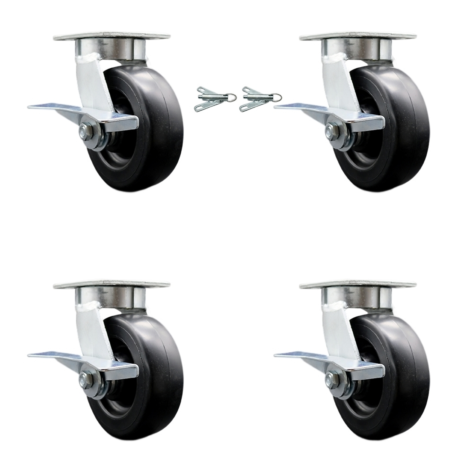 Service Caster, 6Inch x 2Inch Plate Casters, Wheel Diameter 6 in, Caster Type Swivel, Package (qty.) 4, Model SCC-KP30S620-POR-SLB-BSL-2-SLB-2