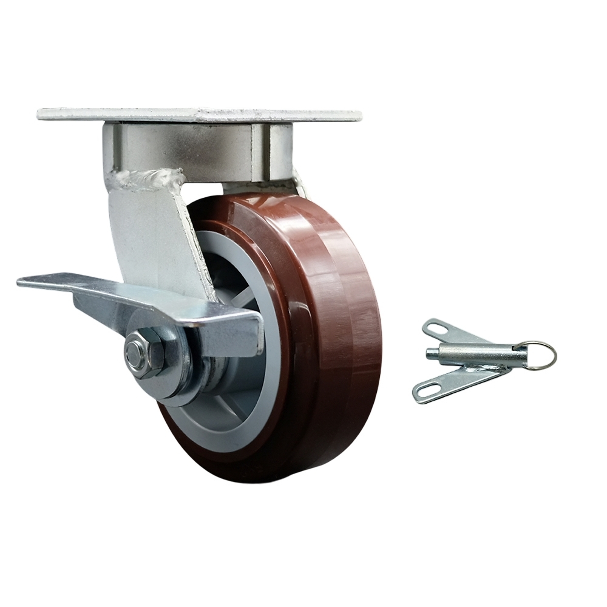 Service Caster, 5Inch x 2Inch Plate Caster, Wheel Diameter 5 in, Caster Type Swivel, Package (qty.) 1, Model SCC-KP30S520-PPUR-SLB-BSL