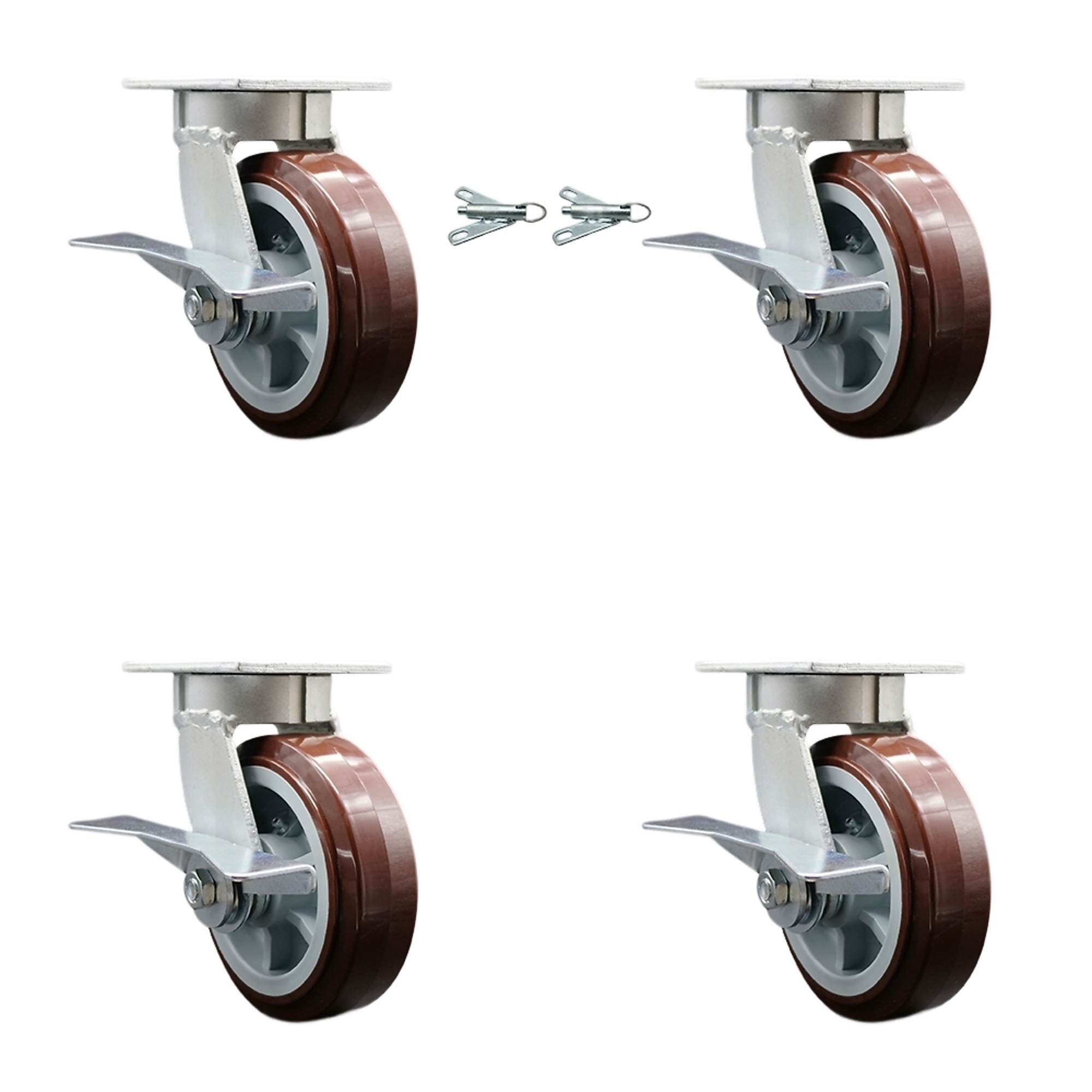 Service Caster, 6Inch x 2Inch Plate Casters, Wheel Diameter 6 in, Caster Type Swivel, Package (qty.) 4, Model SCC-KP30S620-PPUR-SLB-BSL-2-SLB-2