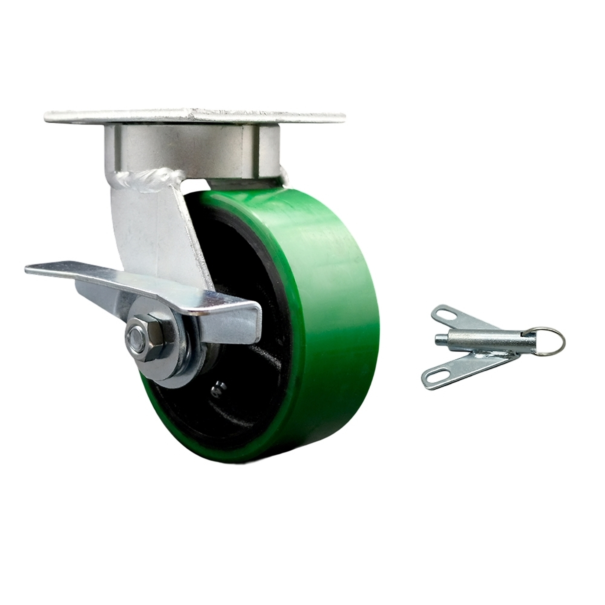 Service Caster, 5Inch x 2Inch Plate Caster, Wheel Diameter 5 in, Caster Type Swivel, Package (qty.) 1, Model SCC-KP30S520-PUR-GB-SLB-BSL