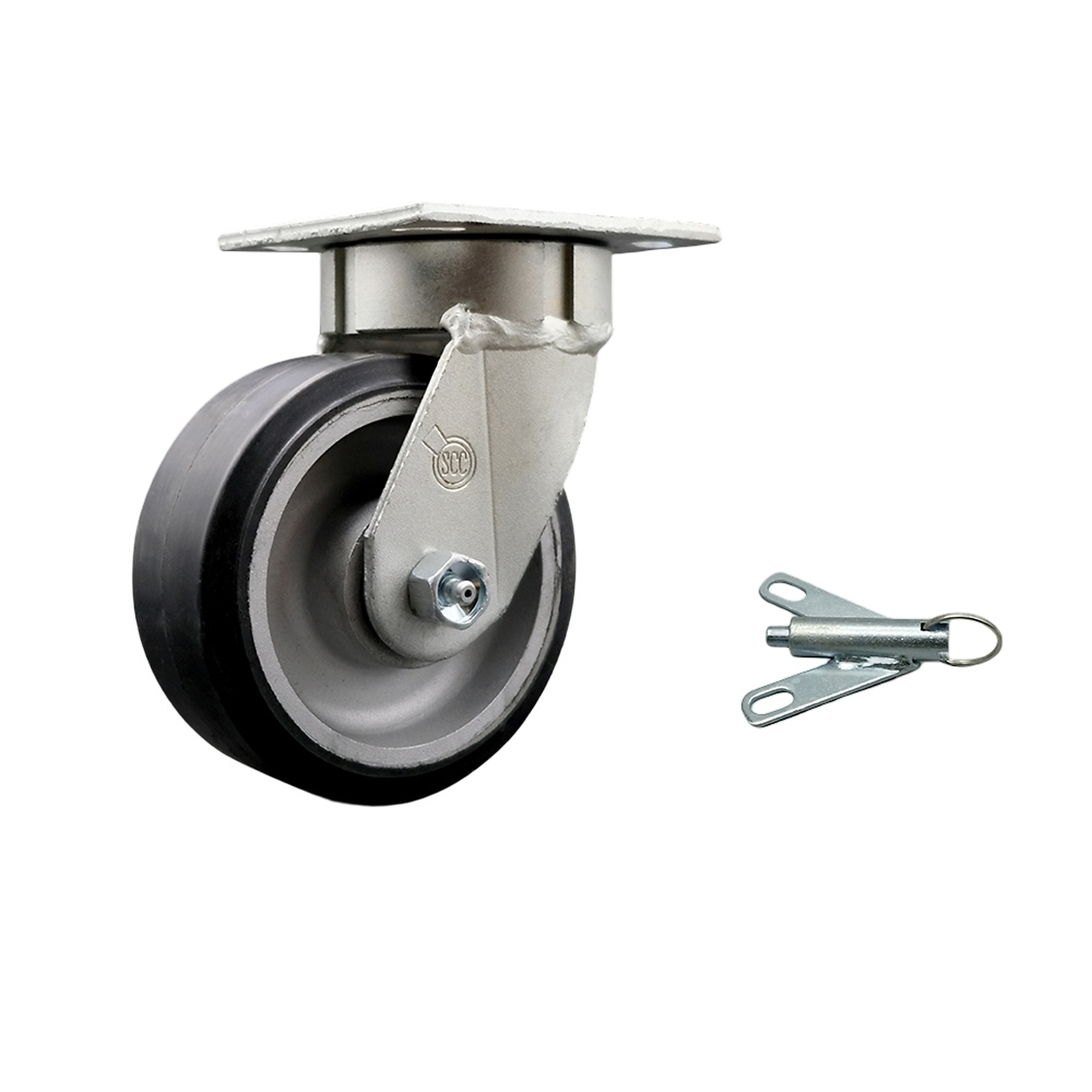 Service Caster, 5Inch x 2Inch Plate Caster, Wheel Diameter 5 in, Caster Type Swivel, Package (qty.) 1, Model SCC-KP30S520-RAR-BSL