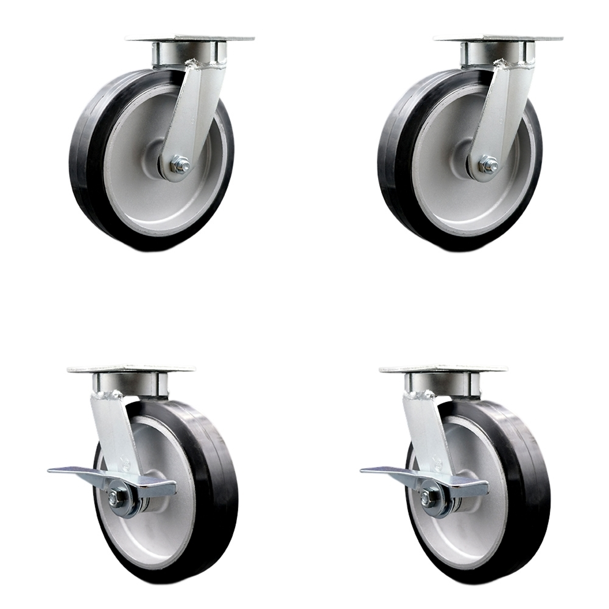 Service Caster, 8Inch x 2Inch Plate Casters, Wheel Diameter 8 in, Caster Type Swivel, Package (qty.) 4, Model SCC-KP30S820-RAR-2-SLB-2