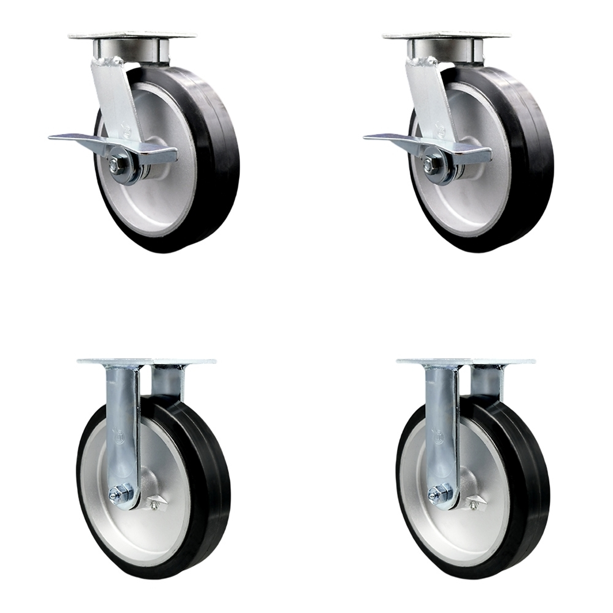 Service Caster, 8Inch x 2Inch Plate Casters, Wheel Diameter 8 in, Caster Type Swivel, Package (qty.) 4, Model SCC-KP30S820-RAR-SLB-BSL-2-R-2