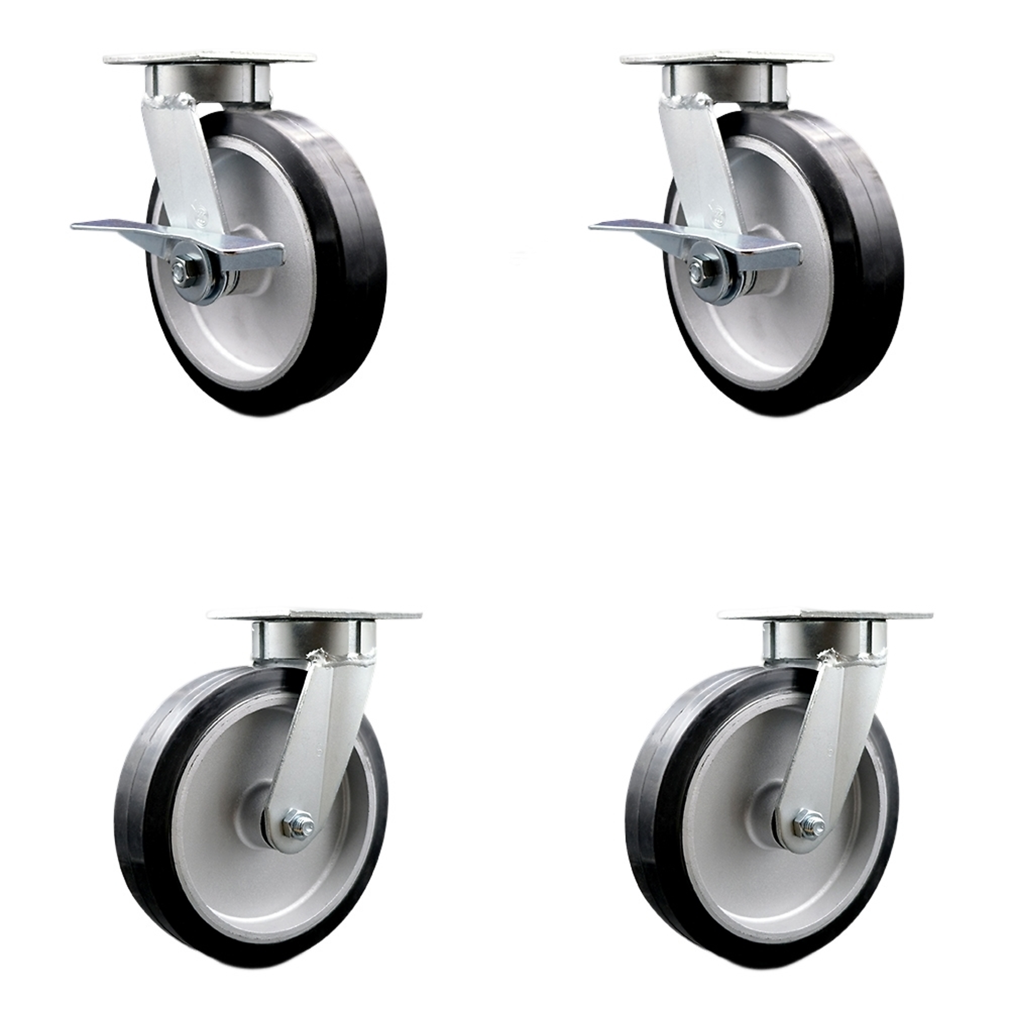 Service Caster, 8Inch x 2Inch Plate Casters, Wheel Diameter 8 in, Caster Type Swivel, Package (qty.) 4, Model SCC-KP30S820-RAR-SLB-BSL-2-BSL-2