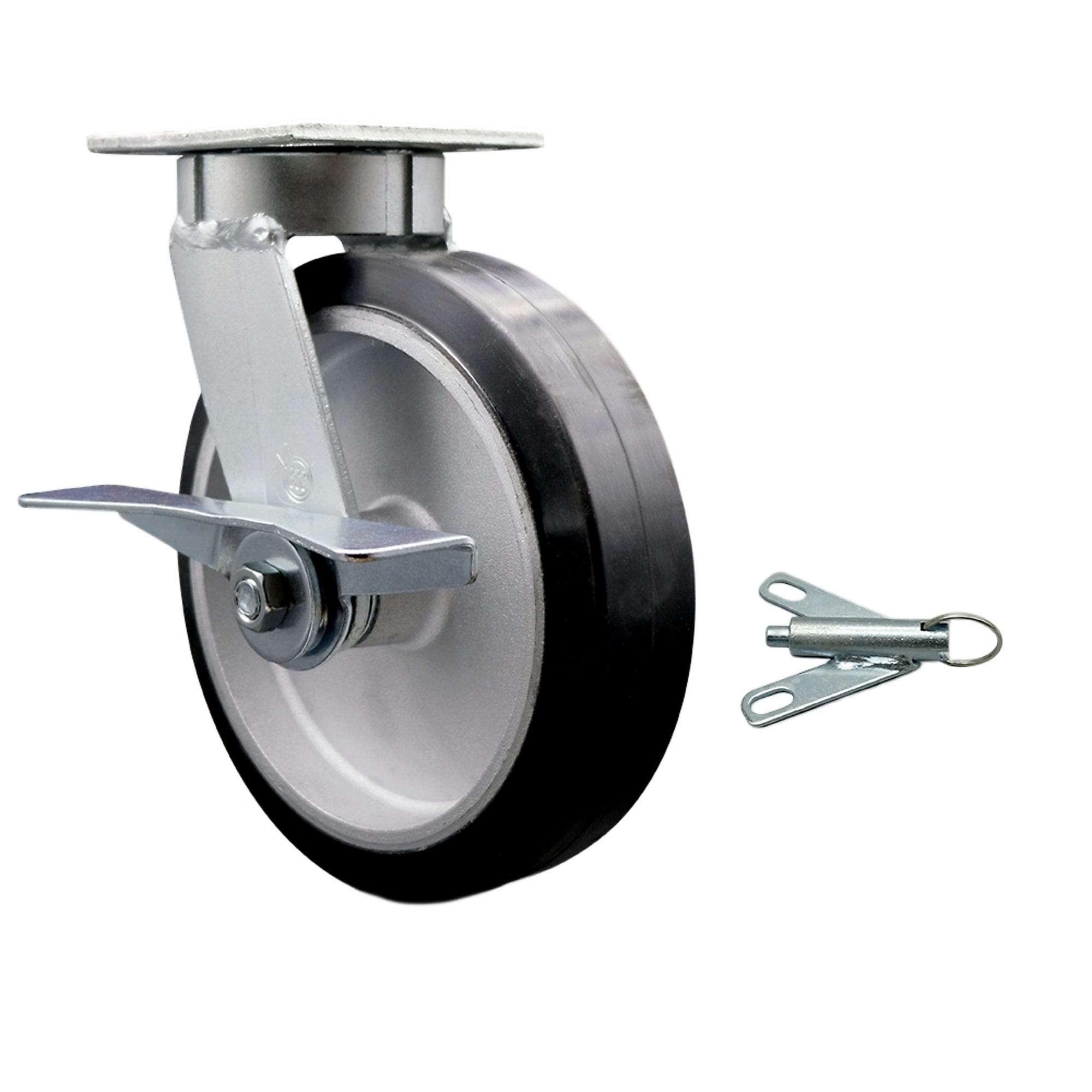 Service Caster, 8Inch x 2Inch Plate Caster, Wheel Diameter 8 in, Caster Type Swivel, Package (qty.) 1, Model SCC-KP30S820-RAR-SLB-BSL