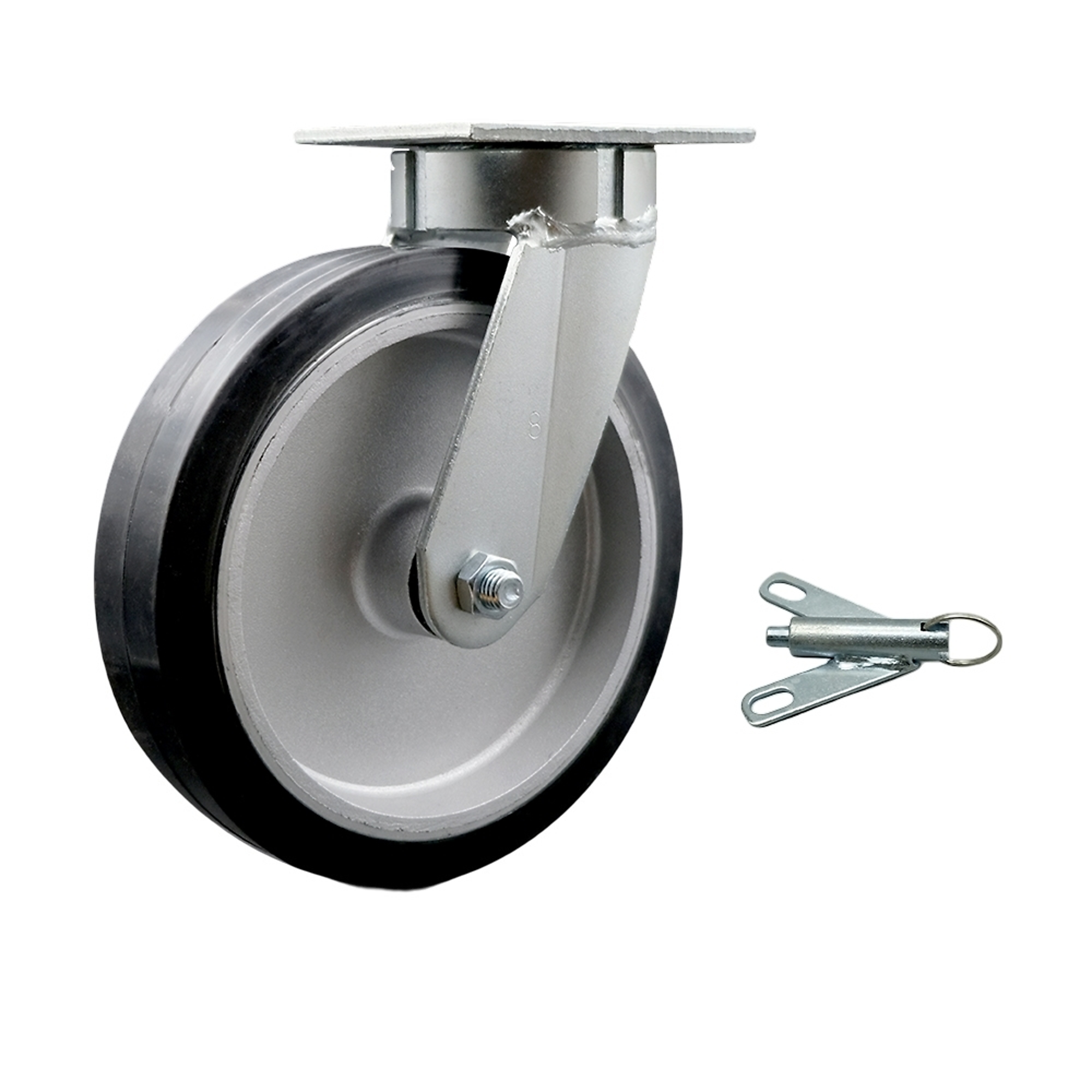 Service Caster, 8Inch x 2Inch Plate Caster, Wheel Diameter 8 in, Caster Type Swivel, Package (qty.) 1, Model SCC-KP30S820-RAR-BSL