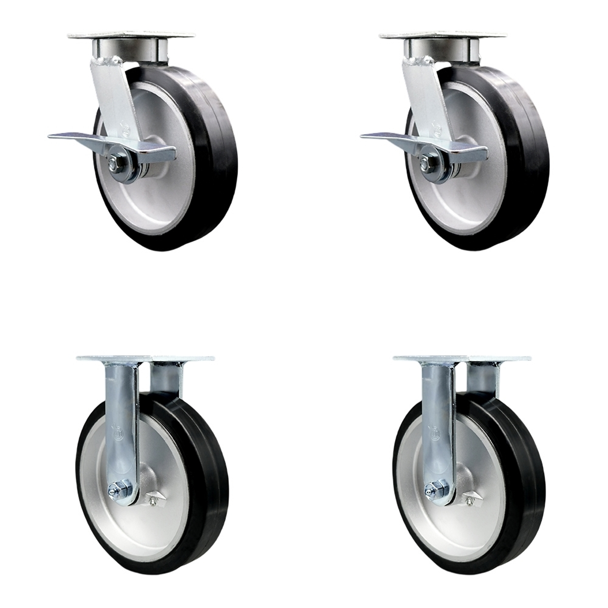 Service Caster, 8Inch x 2Inch Plate Casters, Wheel Diameter 8 in, Caster Type Swivel, Package (qty.) 4, Model SCC-KP30S820-RAR-SLB-2-R-2