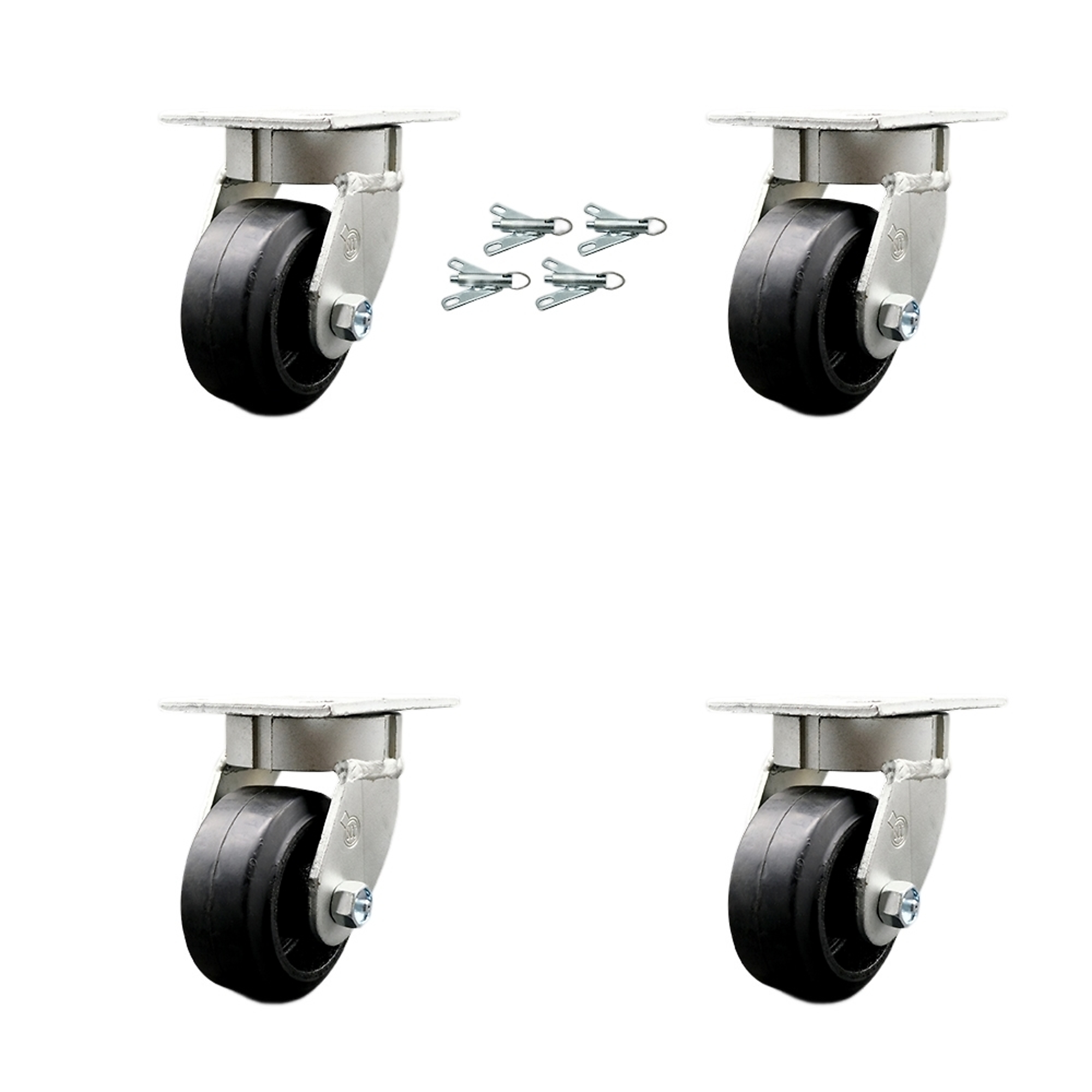 Service Caster, 4Inch x 2Inch Plate Casters, Wheel Diameter 4 in, Caster Type Swivel, Package (qty.) 4, Model SCC-KP30S420-RSR-BSL-4