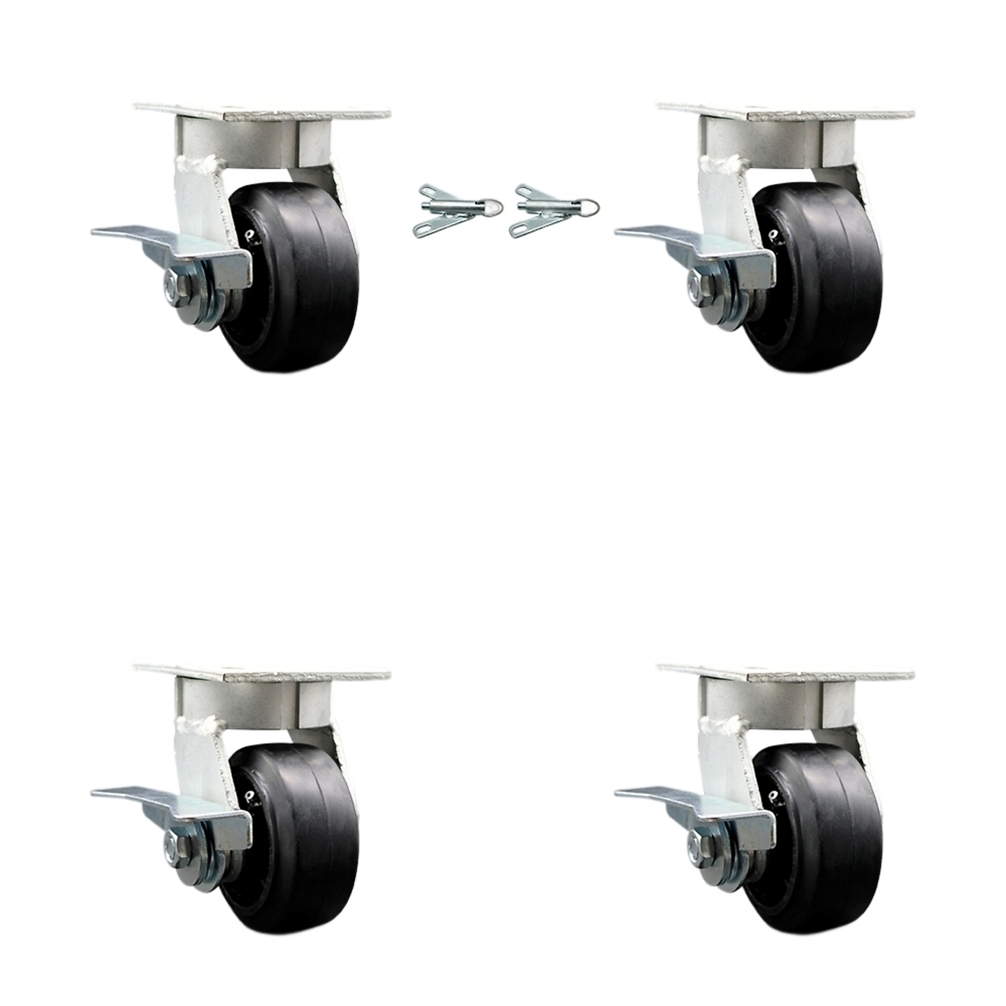 Service Caster, 4Inch x 2Inch Plate Casters, Wheel Diameter 4 in, Caster Type Swivel, Package (qty.) 4, Model SCC-KP30S420-RSR-SLB-BSL-2-SLB-2