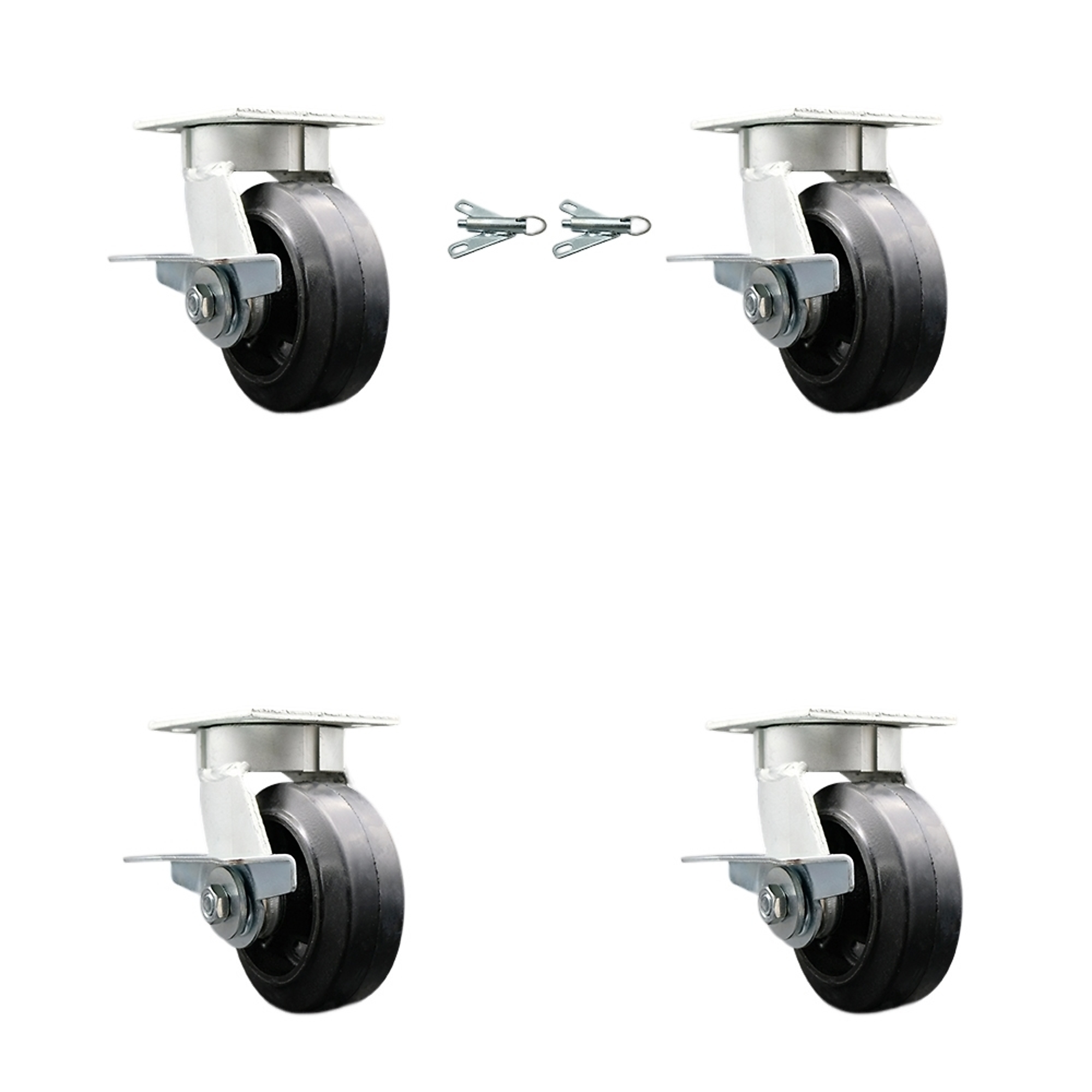 Service Caster, 5Inch x 2Inch Plate Casters, Wheel Diameter 5 in, Caster Type Swivel, Package (qty.) 4, Model SCC-KP30S520-RSR-SLB-BSL-2-SLB-2