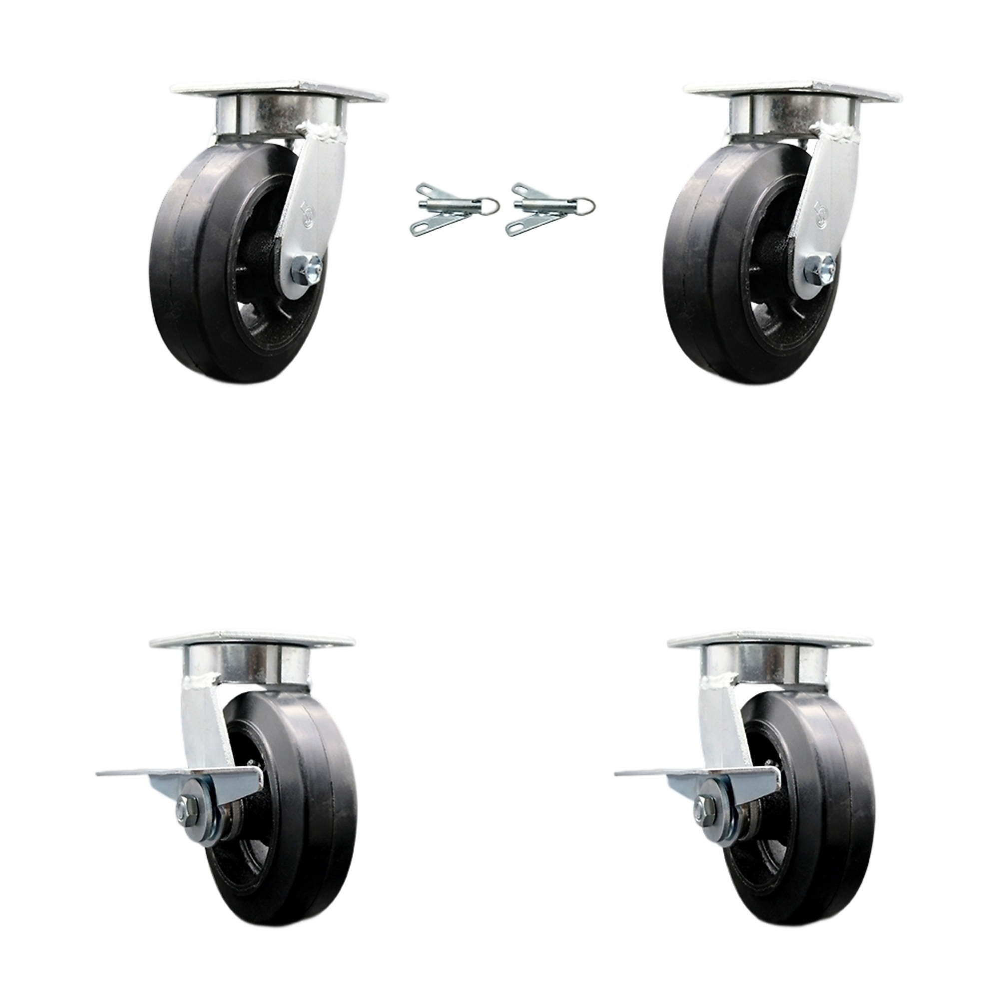 Service Caster, 6Inch x 2Inch Plate Casters, Wheel Diameter 6 in, Caster Type Swivel, Package (qty.) 4, Model SCC-KP30S620-RSR-BSL-2-SLB-2