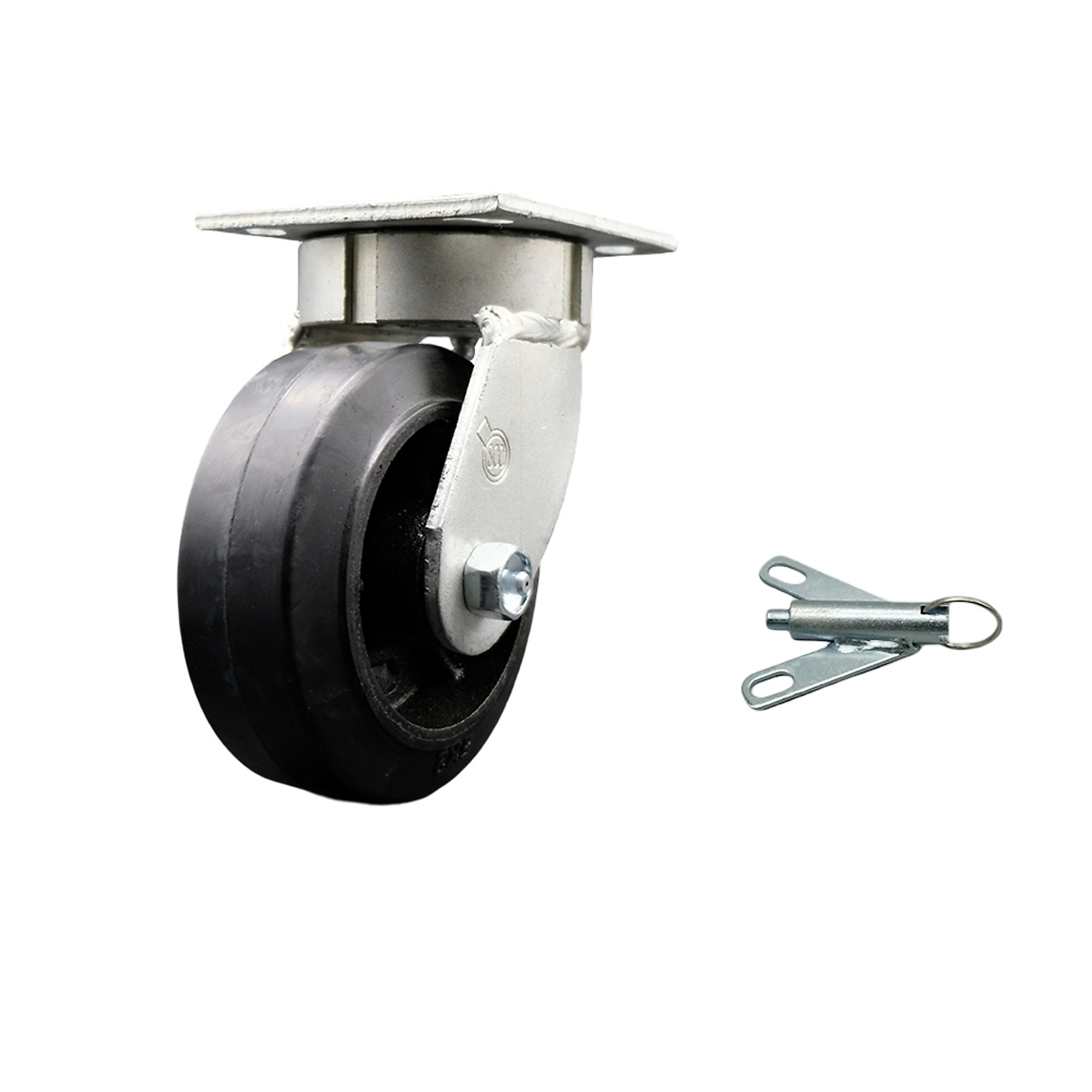 Service Caster, 5Inch x 2Inch Plate Caster, Wheel Diameter 5 in, Caster Type Swivel, Package (qty.) 1, Model SCC-KP30S520-RSR-BSL