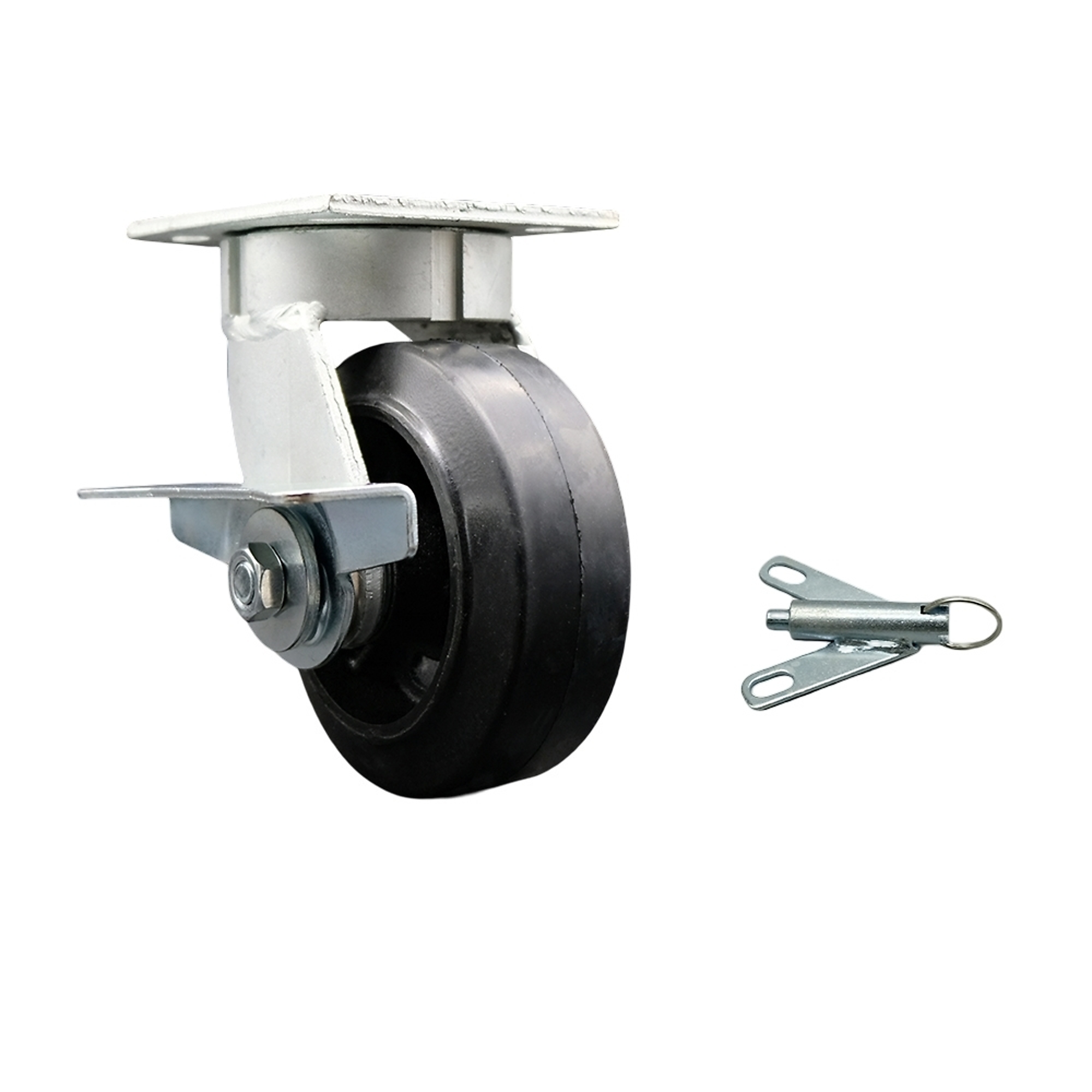 Service Caster, 5Inch x 2Inch Plate Caster, Wheel Diameter 5 in, Caster Type Swivel, Package (qty.) 1, Model SCC-KP30S520-RSR-SLB-BSL