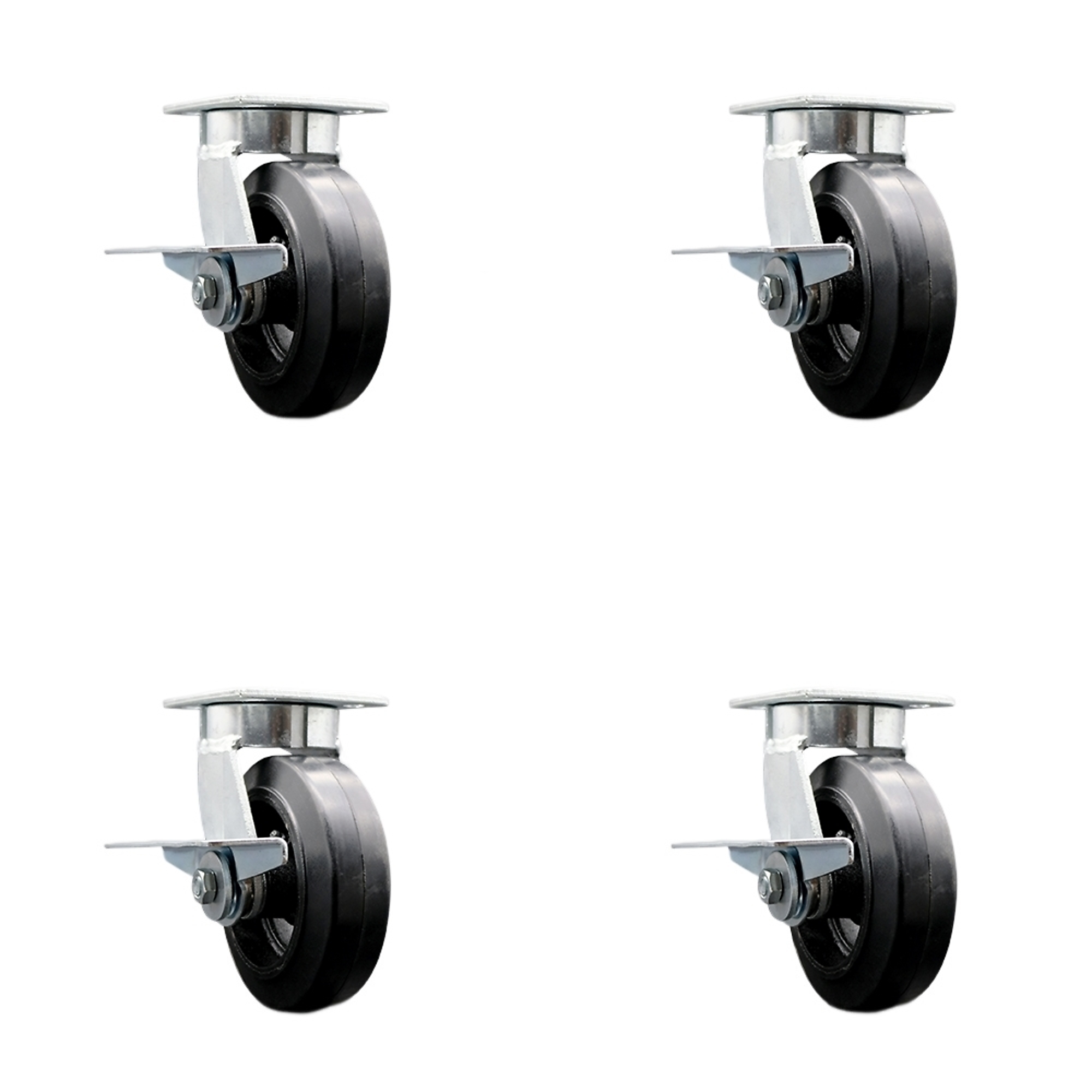 Service Caster, 6Inch x 2Inch Plate Casters, Wheel Diameter 6 in, Caster Type Swivel, Package (qty.) 4, Model SCC-KP30S620-RSR-SLB-BSL-4