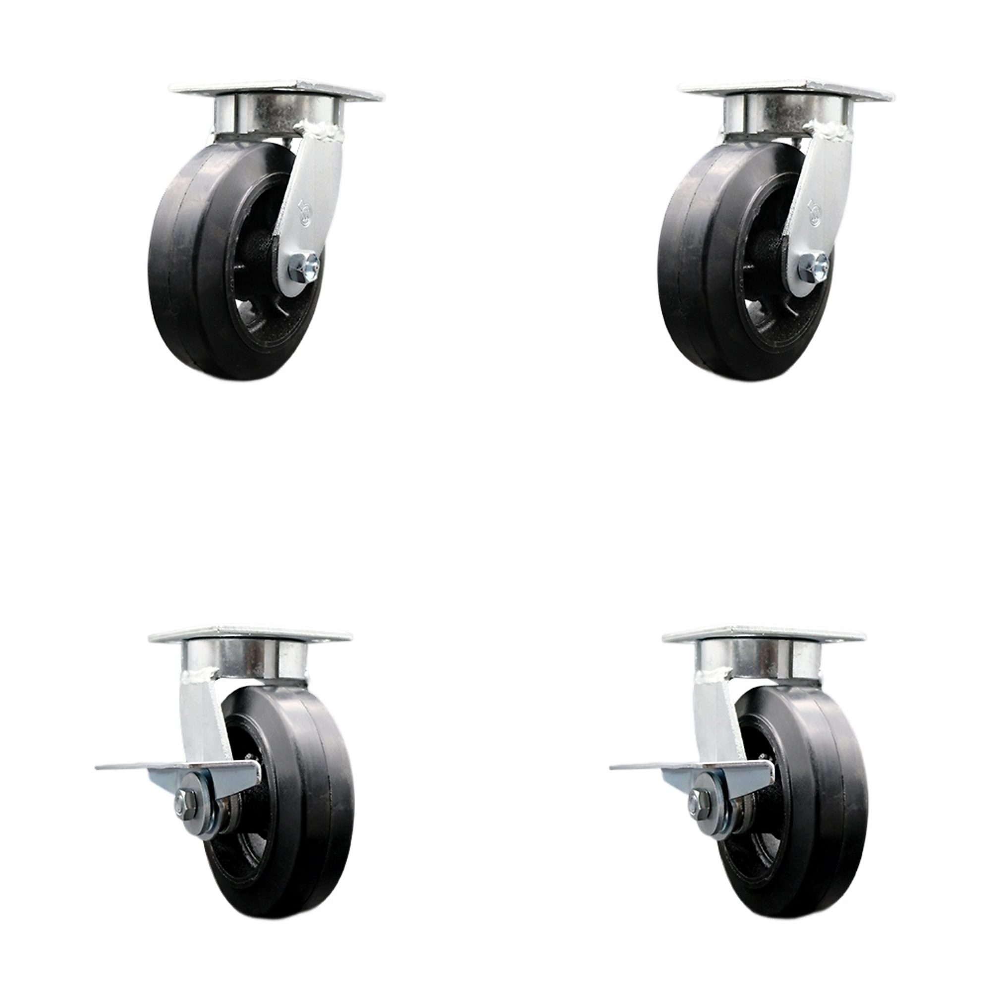 Service Caster, 6Inch x 2Inch Plate Casters, Wheel Diameter 6 in, Caster Type Swivel, Package (qty.) 4, Model SCC-KP30S620-RSR-2-SLB-2