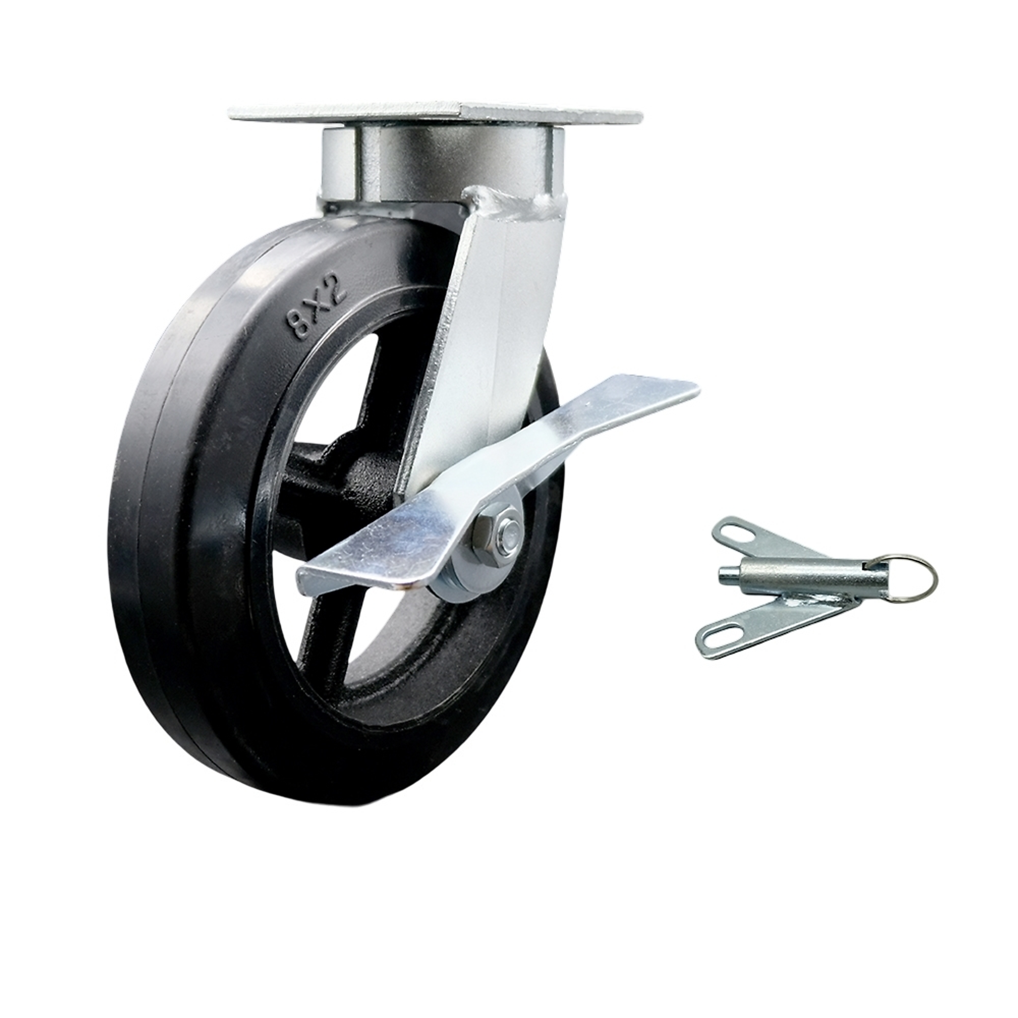 Service Caster, 8Inch x 2Inch Plate Caster, Wheel Diameter 8 in, Caster Type Swivel, Package (qty.) 1, Model SCC-KP30S820-RSR-SLB-BSL