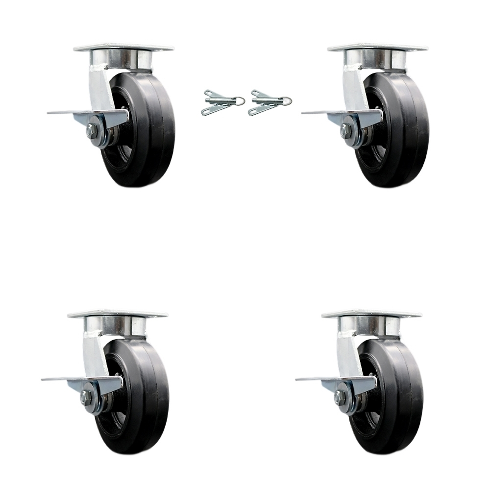 Service Caster, 6Inch x 2Inch Plate Casters, Wheel Diameter 6 in, Caster Type Swivel, Package (qty.) 4, Model SCC-KP30S620-RSR-SLB-BSL-2-SLB-2