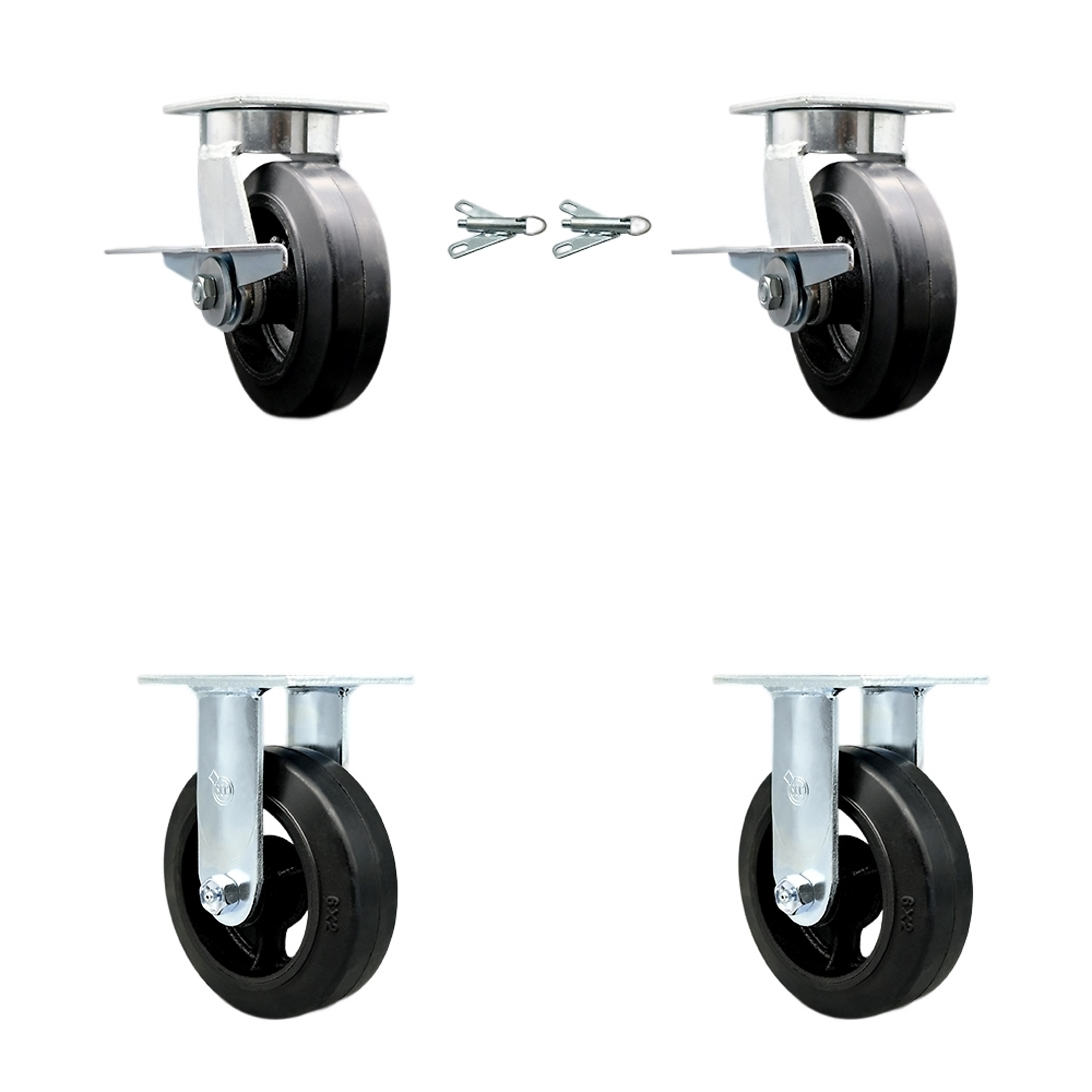 Service Caster, 6Inch x 2Inch Plate Casters, Wheel Diameter 6 in, Caster Type Swivel, Package (qty.) 4, Model SCC-KP30S620-RSR-SLB-BSL-2-R-2