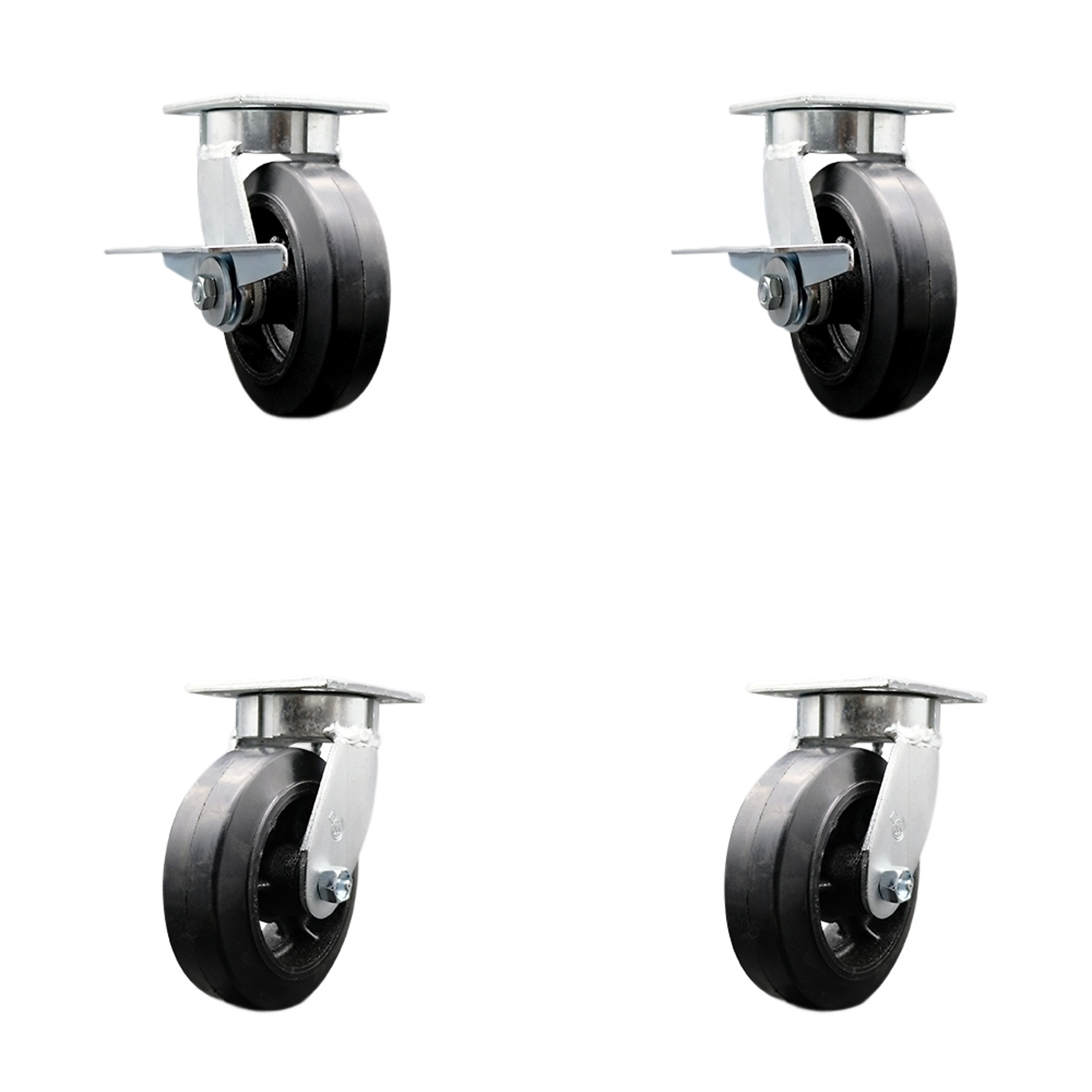 Service Caster, 6Inch x 2Inch Plate Casters, Wheel Diameter 6 in, Caster Type Swivel, Package (qty.) 4, Model SCC-KP30S620-RSR-SLB-BSL-2-BSL-2