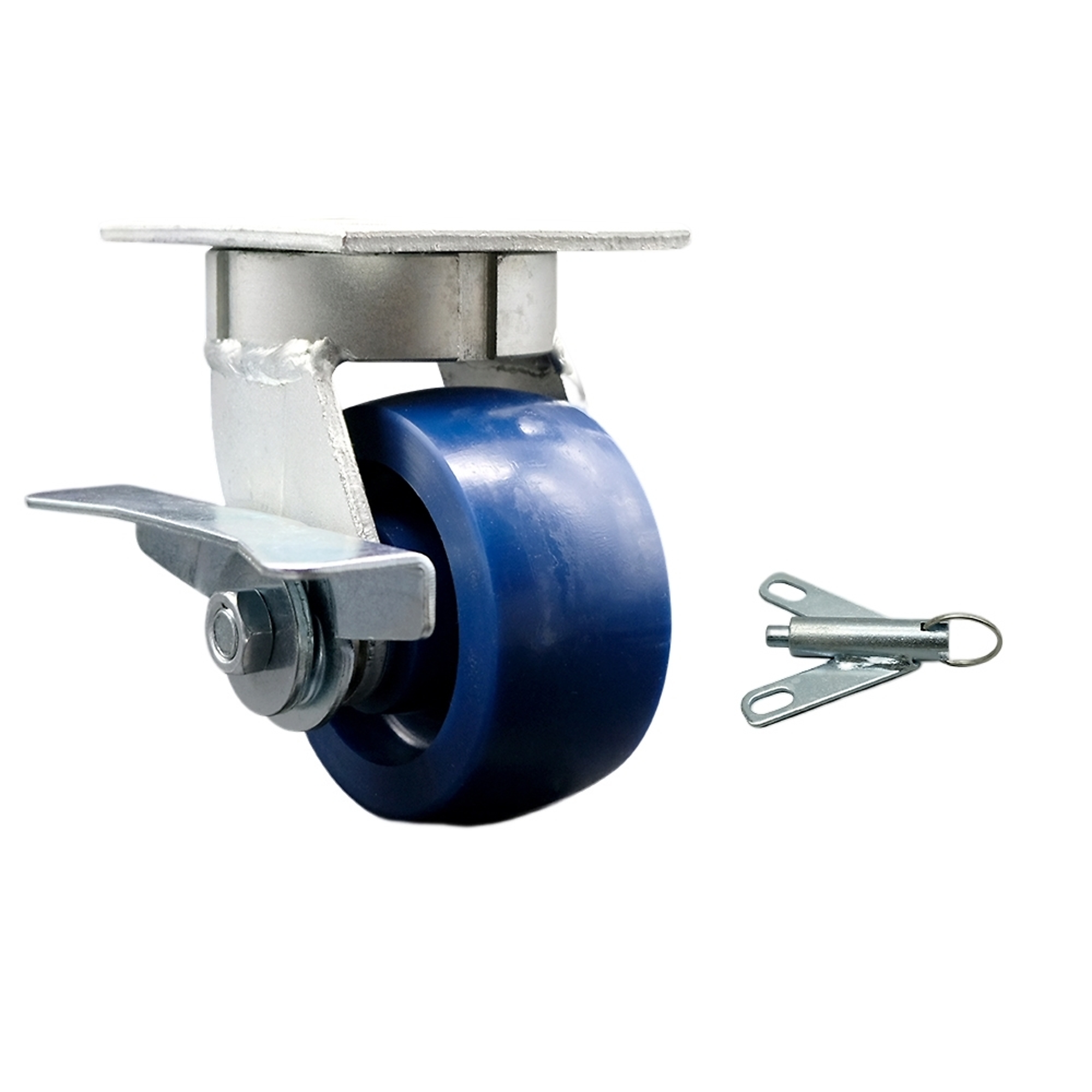 Service Caster, 4Inch x 2Inch Plate Caster, Wheel Diameter 4 in, Caster Type Swivel, Package (qty.) 1, Model SCC-KP30S420-SPUR-SLB-BSL