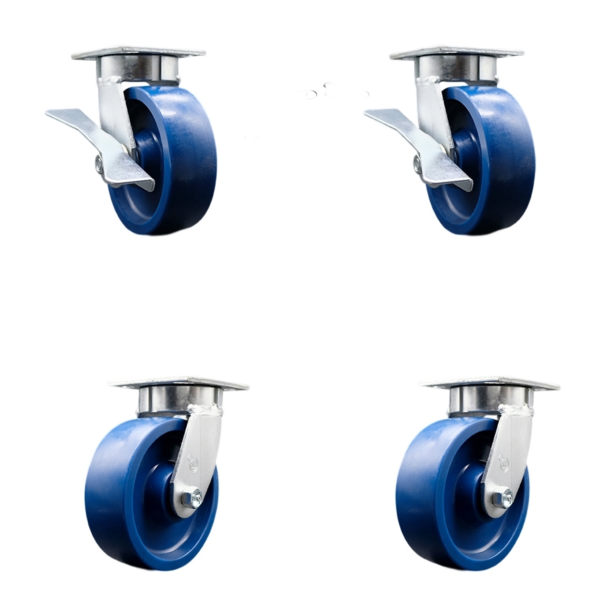 Service Caster, 6Inch x 2Inch Plate Casters, Wheel Diameter 6 in, Caster Type Swivel, Package (qty.) 4, Model SCC-KP30S620-SPUR-SLB-BSL-2-BSL-2