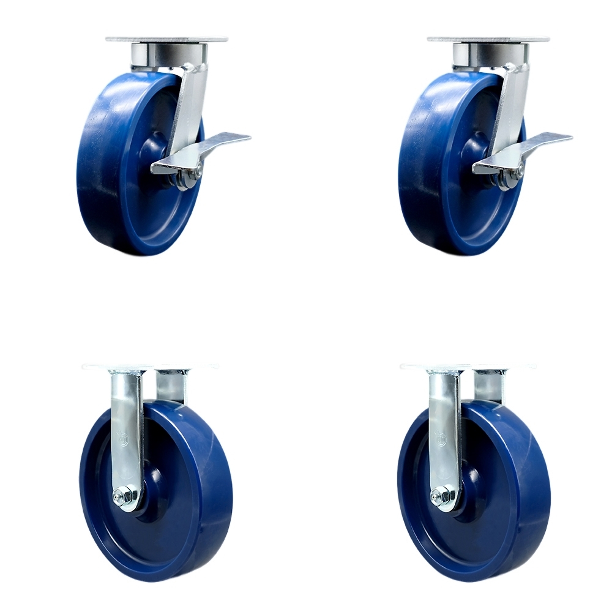 Service Caster, 8Inch x 2Inch Plate Casters, Wheel Diameter 8 in, Caster Type Swivel, Package (qty.) 4, Model SCC-KP30S820-SPUR-SLB-2-R-2