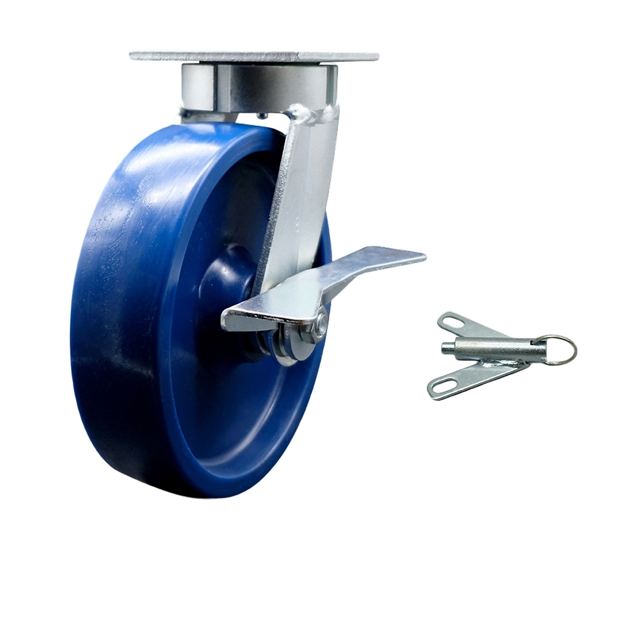 Service Caster, 8Inch x 2Inch Plate Caster, Wheel Diameter 8 in, Caster Type Swivel, Package (qty.) 1, Model SCC-KP30S820-SPUR-SLB-BSL