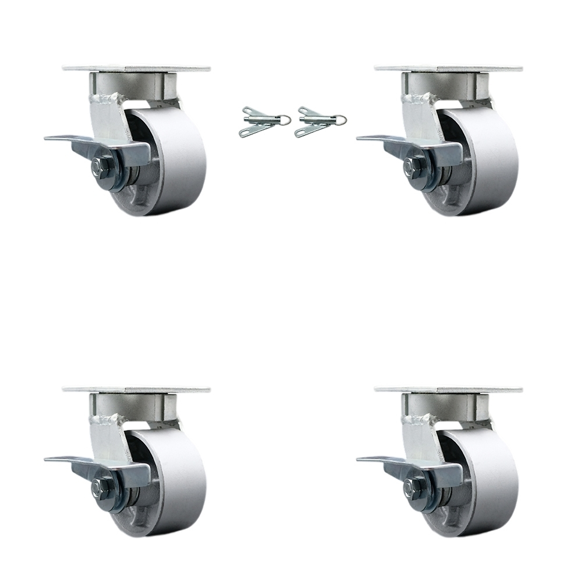 Service Caster, 4Inch x 2Inch Plate Casters, Wheel Diameter 4 in, Caster Type Swivel, Package (qty.) 4, Model SCC-KP30S420-SSR-SLB-BSL-2-SLB-2