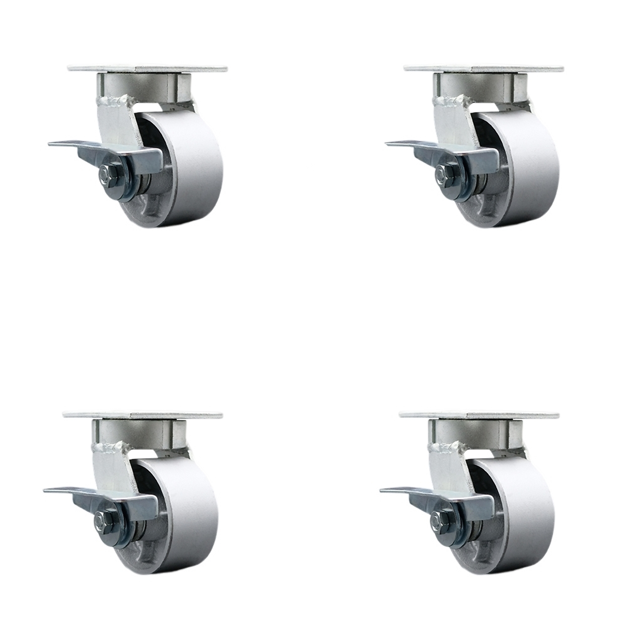 Service Caster, 4Inch x 2Inch Plate Casters, Wheel Diameter 4 in, Caster Type Swivel, Package (qty.) 4, Model SCC-KP30S420-SSR-SLB-BSL-4