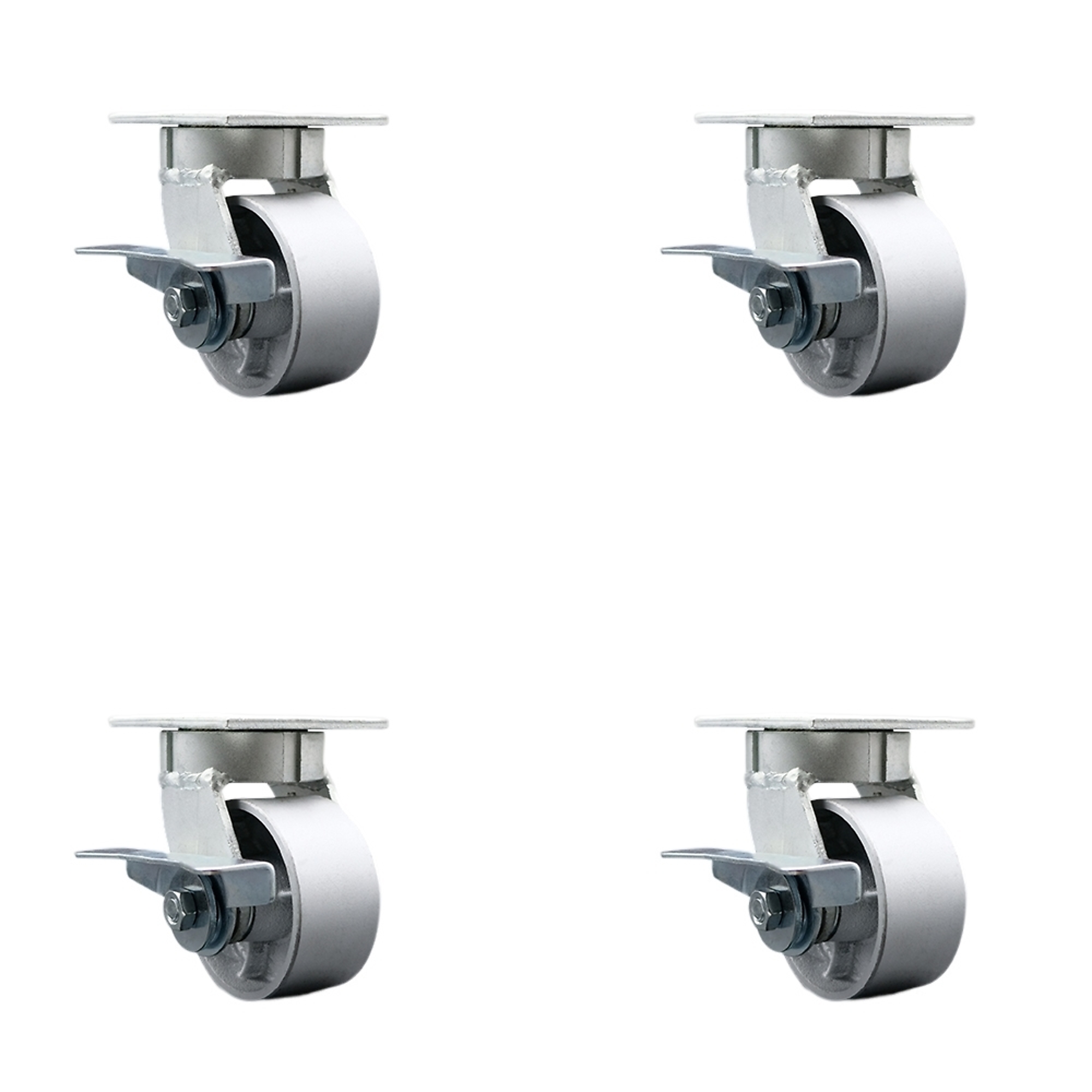 Service Caster, 4Inch x 2Inch Plate Casters, Wheel Diameter 4 in, Caster Type Swivel, Package (qty.) 4, Model SCC-KP30S420-SSR-SLB-4