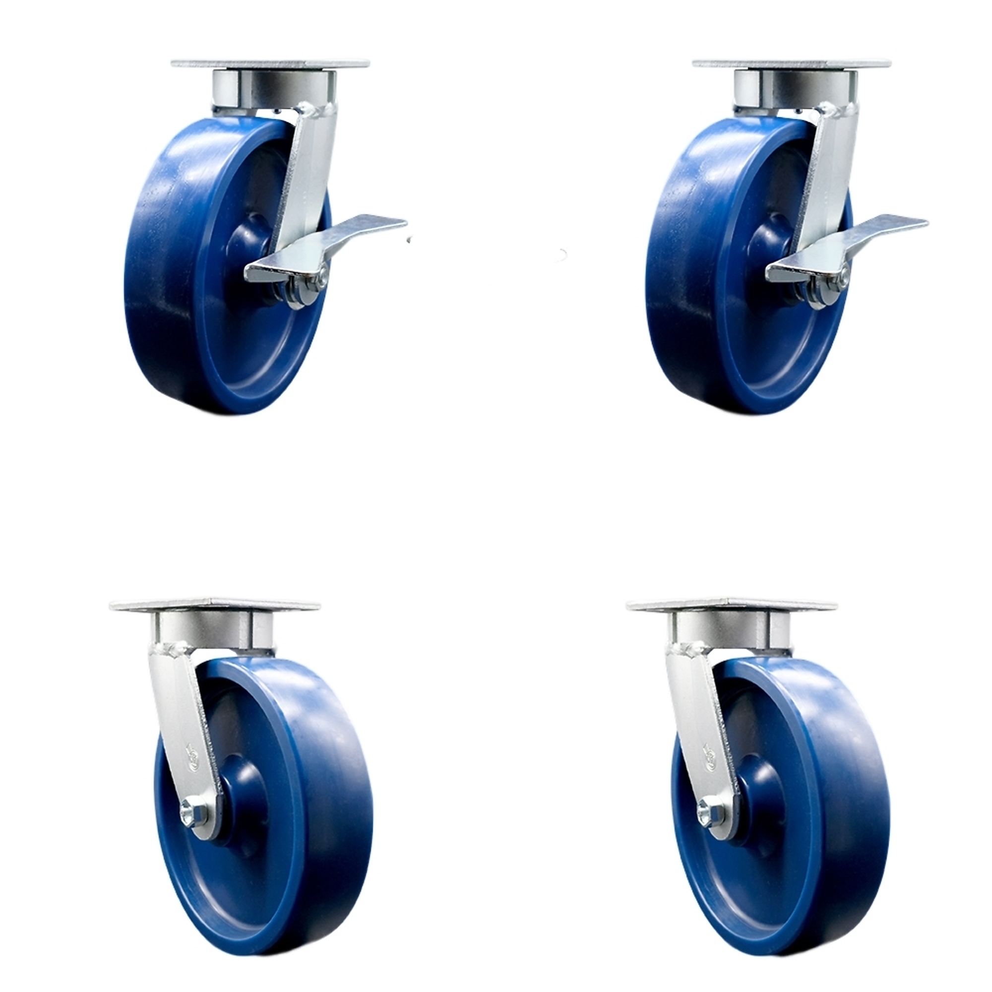 Service Caster, 8Inch x 2Inch Plate Casters, Wheel Diameter 8 in, Caster Type Swivel, Package (qty.) 4, Model SCC-KP30S820-SPUR-SLB-BSL-2-BSL-2