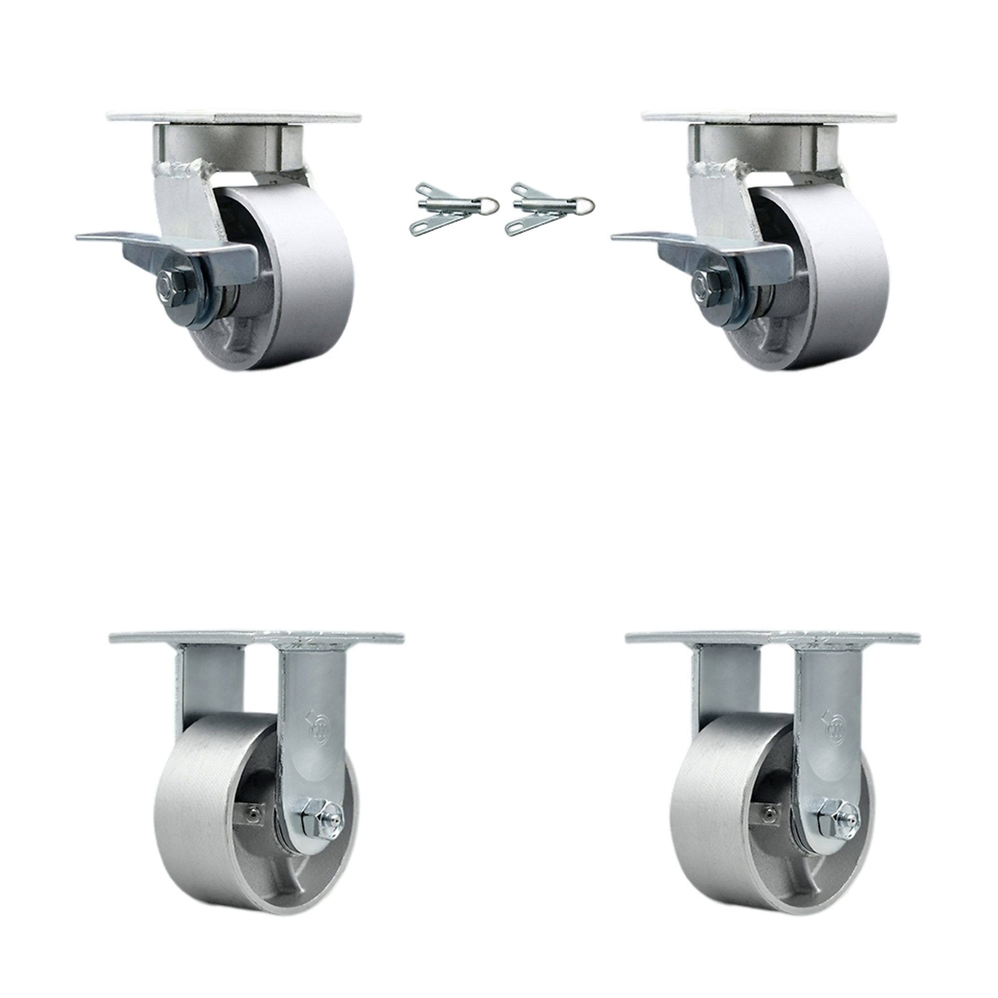 Service Caster, 4Inch x 2Inch Plate Casters, Wheel Diameter 4 in, Caster Type Swivel, Package (qty.) 4, Model SCC-KP30S420-SSR-SLB-BSL-2-R-2