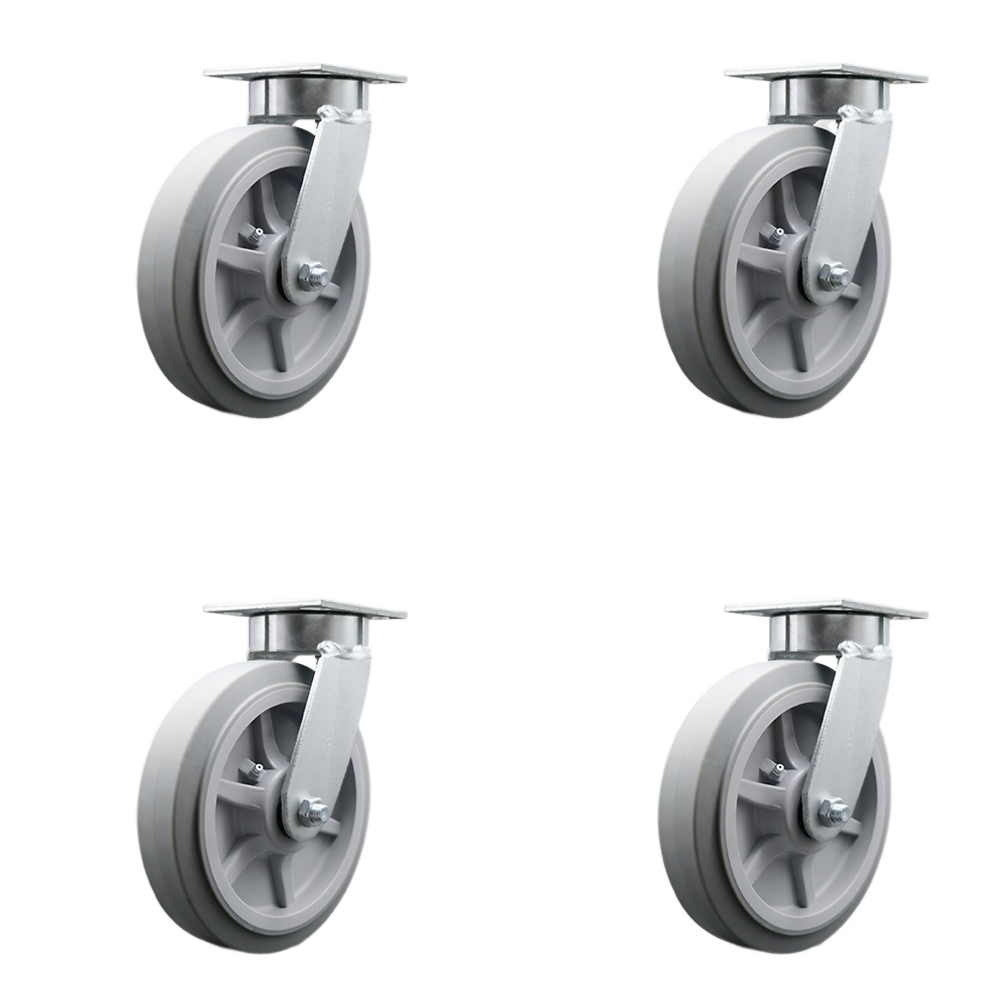 Service Caster, 8Inch x 2Inch Plate Casters, Wheel Diameter 8 in, Caster Type Swivel, Package (qty.) 4, Model SCC-KP30S820-TPRRF-BSL-4